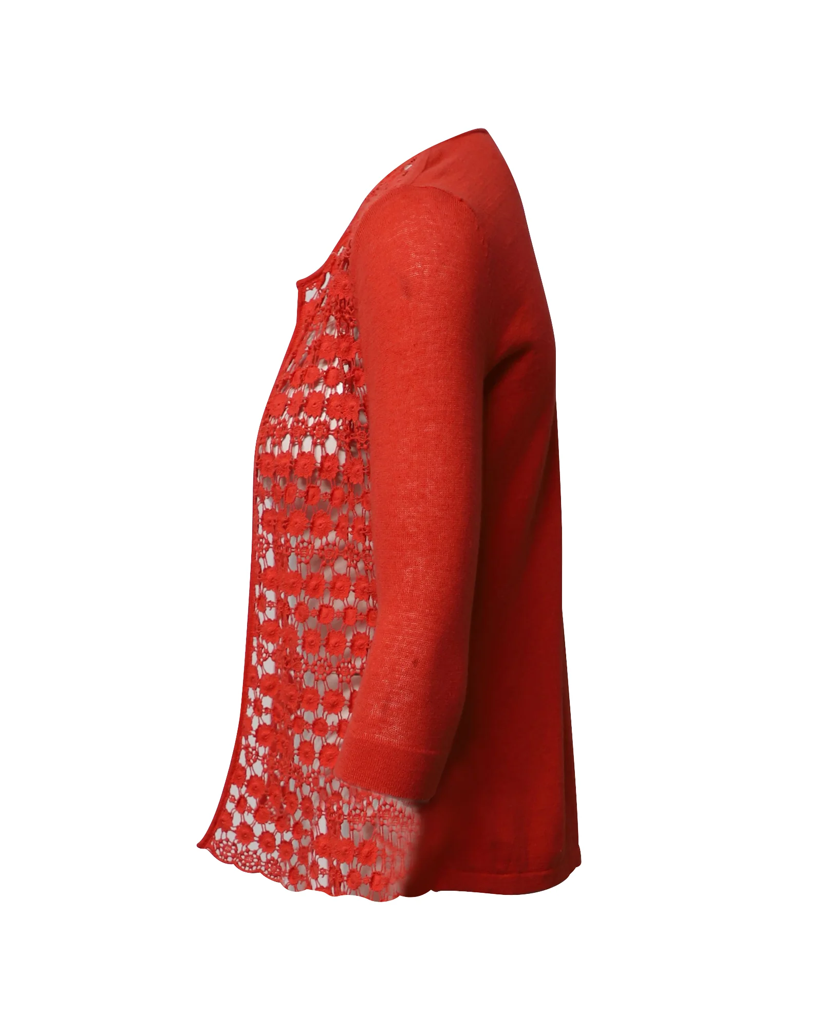 Women's Maje Crocheted Cardigan in Red Cotton - Image 2