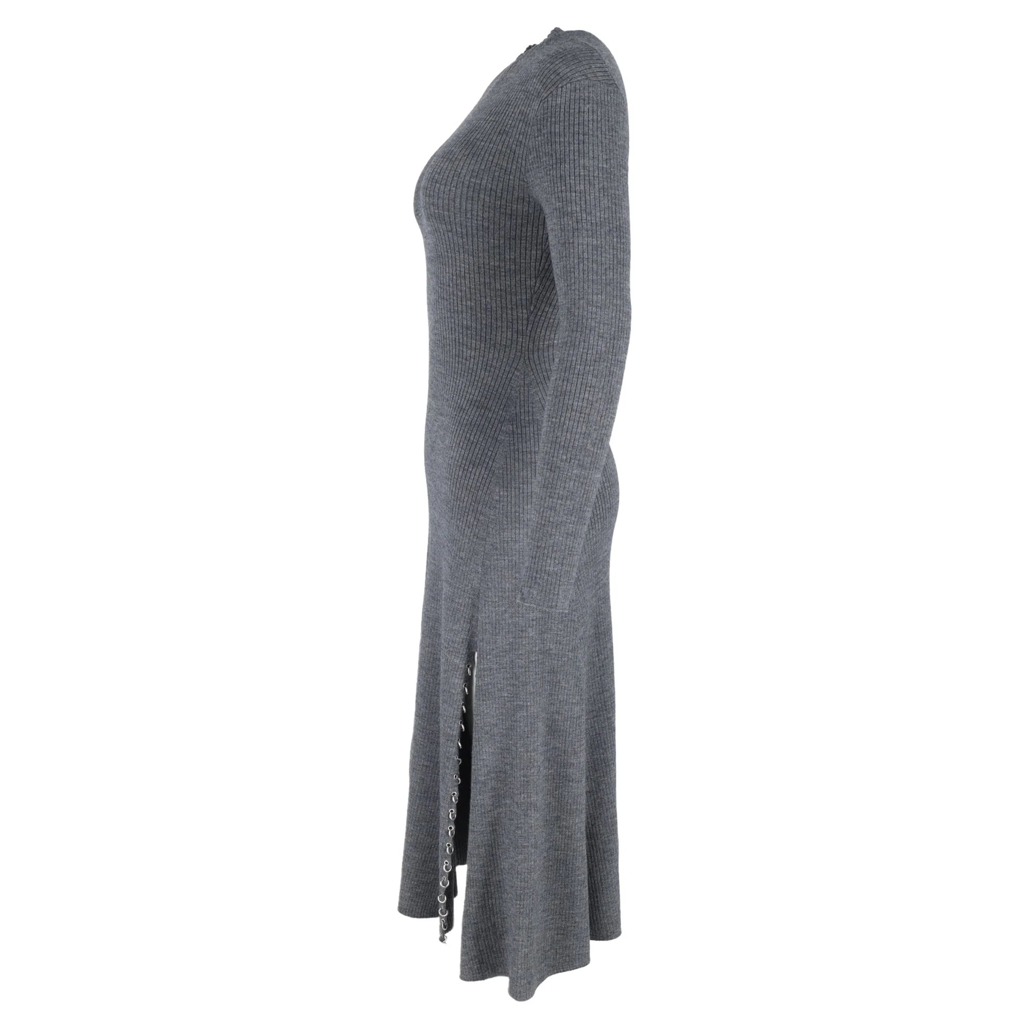 Women's Maje Long Sleeve Knitted Midi Dress in Grey Acrylic - Image 2