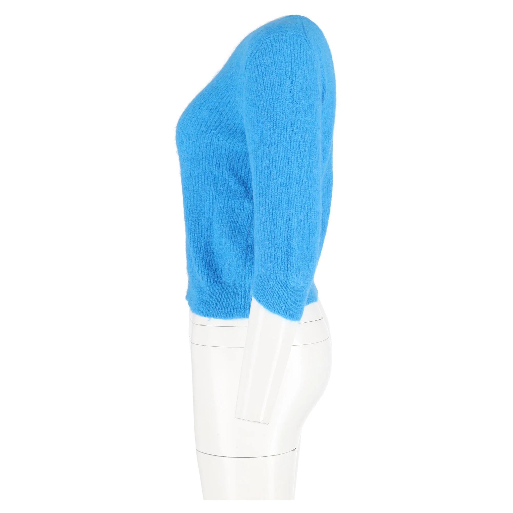 Women's Maje Marcel Ribbed Sweater in Blue Polyamide - Image 5