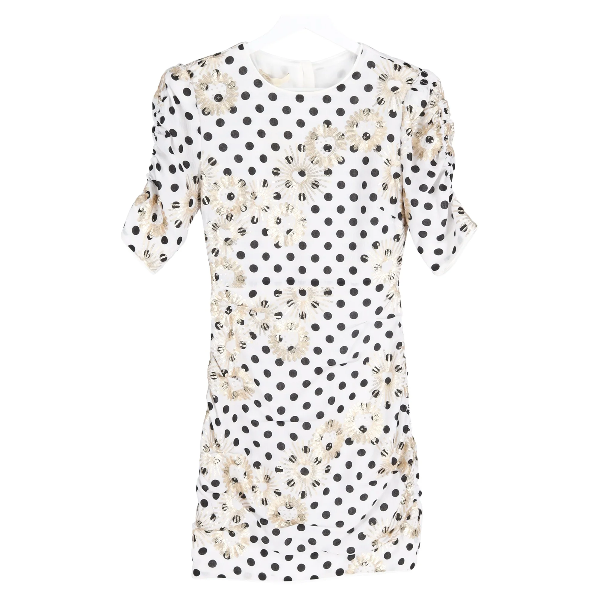 Women's Maje Razula Sequin-Embellished Polka-Dot Georgette Mini Dress In White Polyester - Image 4