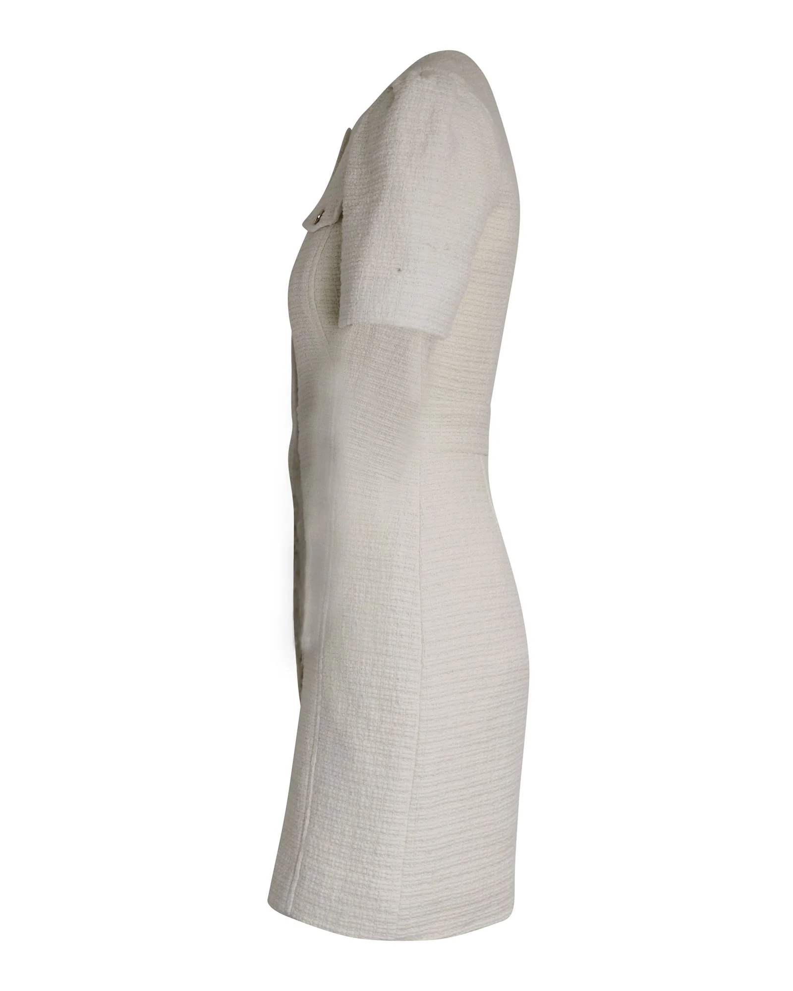Women's Maje Rillio Bouclé Tweed Button-front Mini Dress in Cream Cotton - Image 2