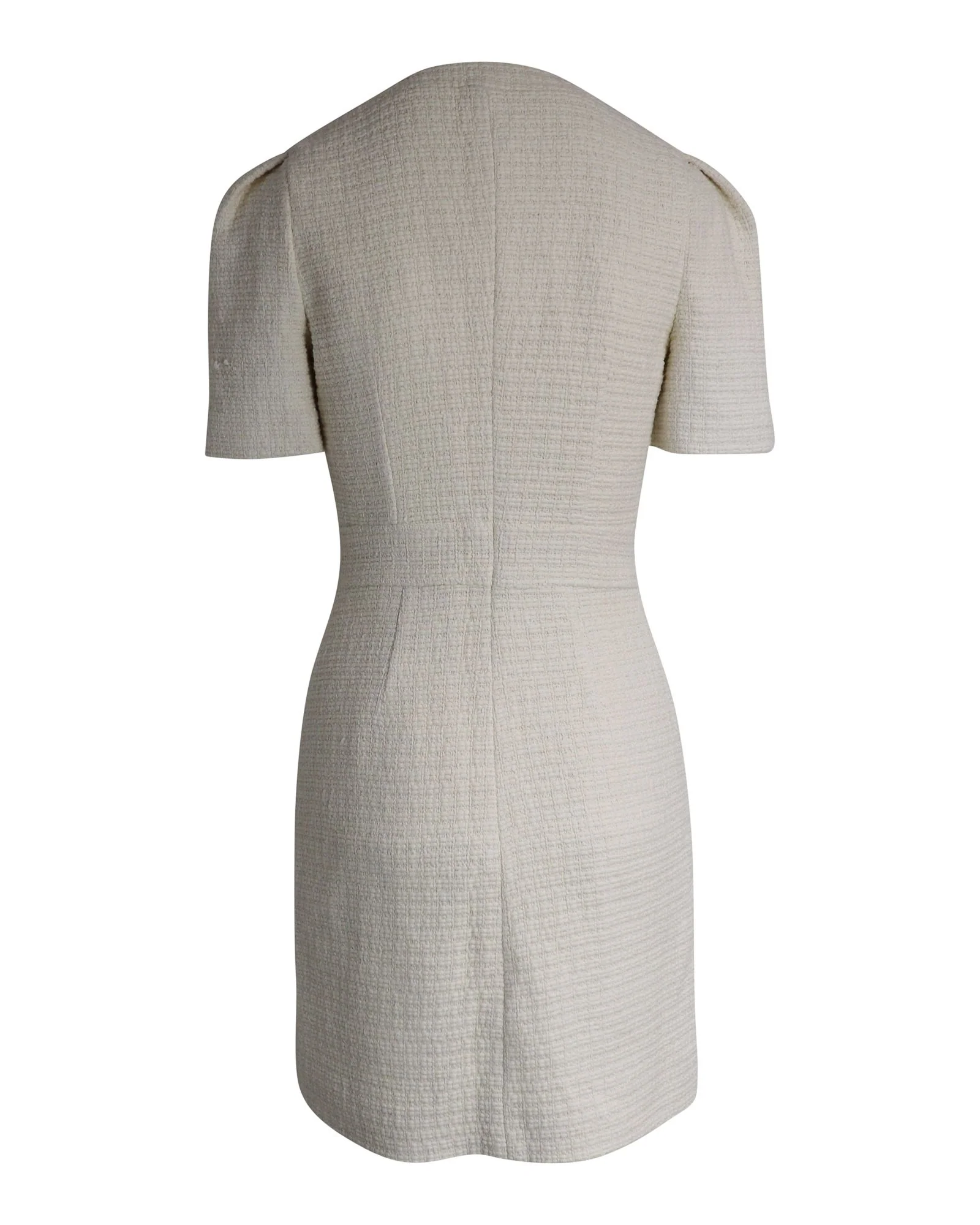 Women's Maje Rillio Bouclé Tweed Button-front Mini Dress in Cream Cotton - Image 4