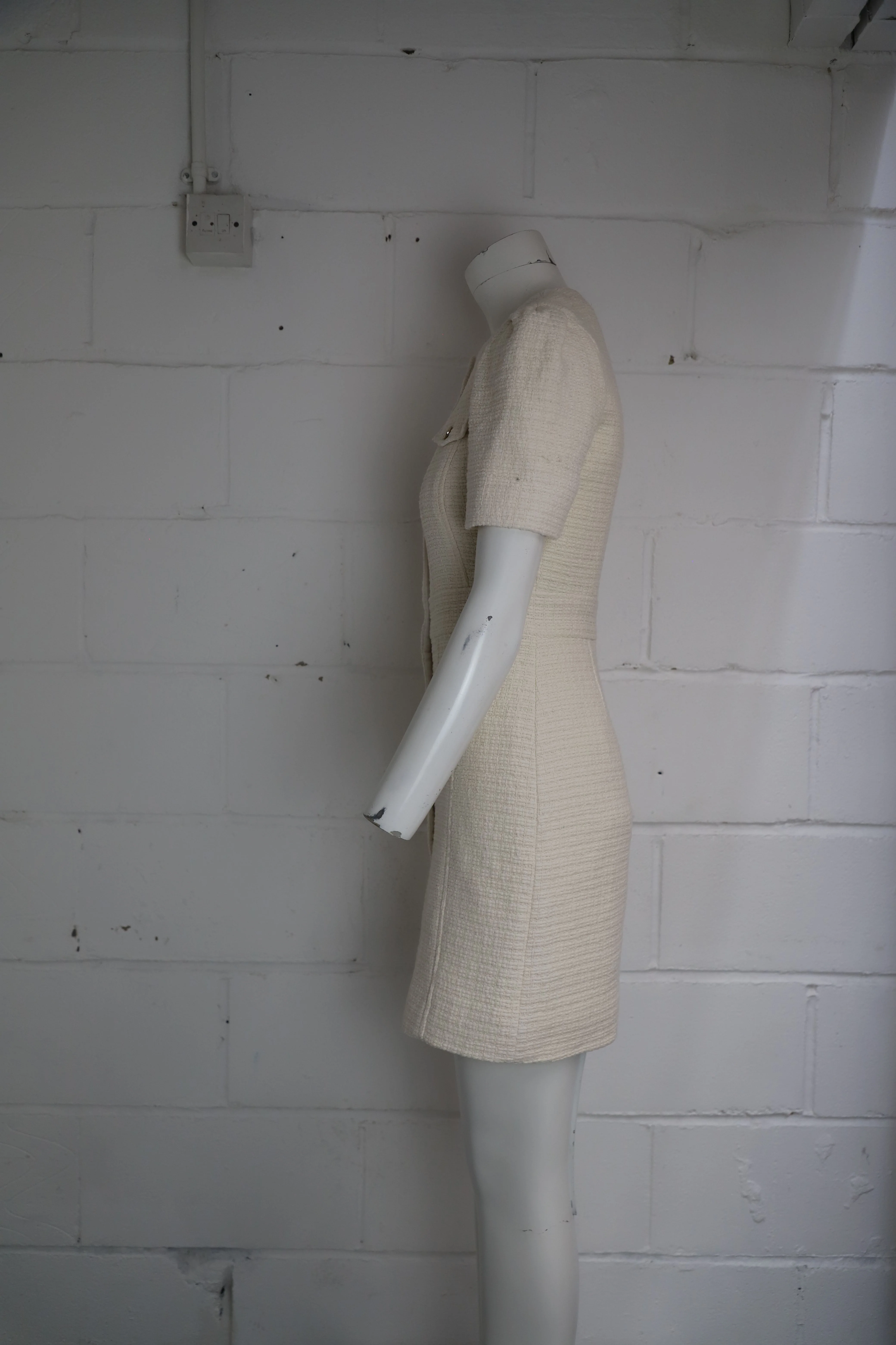 Women's Maje Rillio Bouclé Tweed Button-front Mini Dress in Cream Cotton - Image 7
