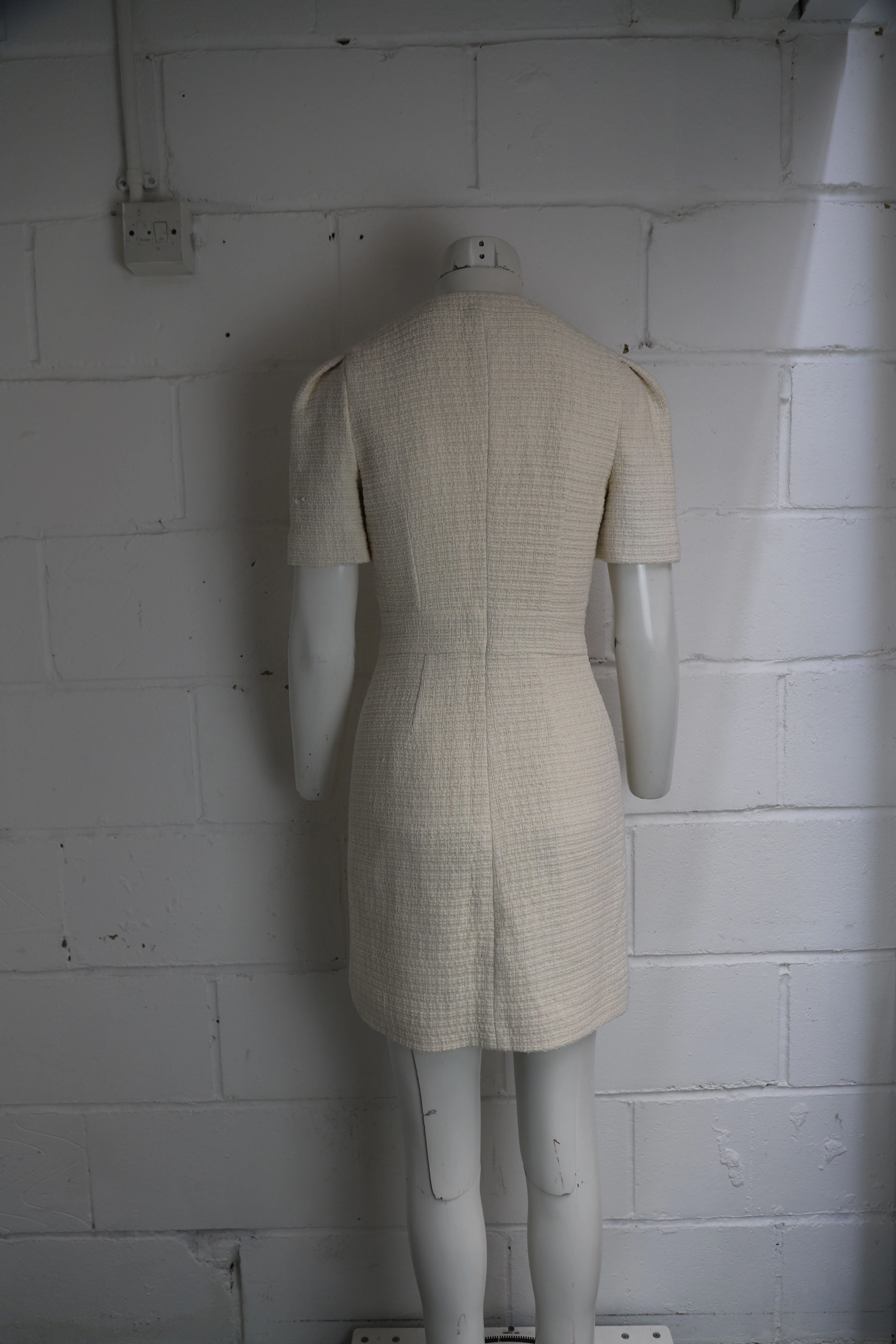 Women's Maje Rillio Bouclé Tweed Button-front Mini Dress in Cream Cotton - Image 8