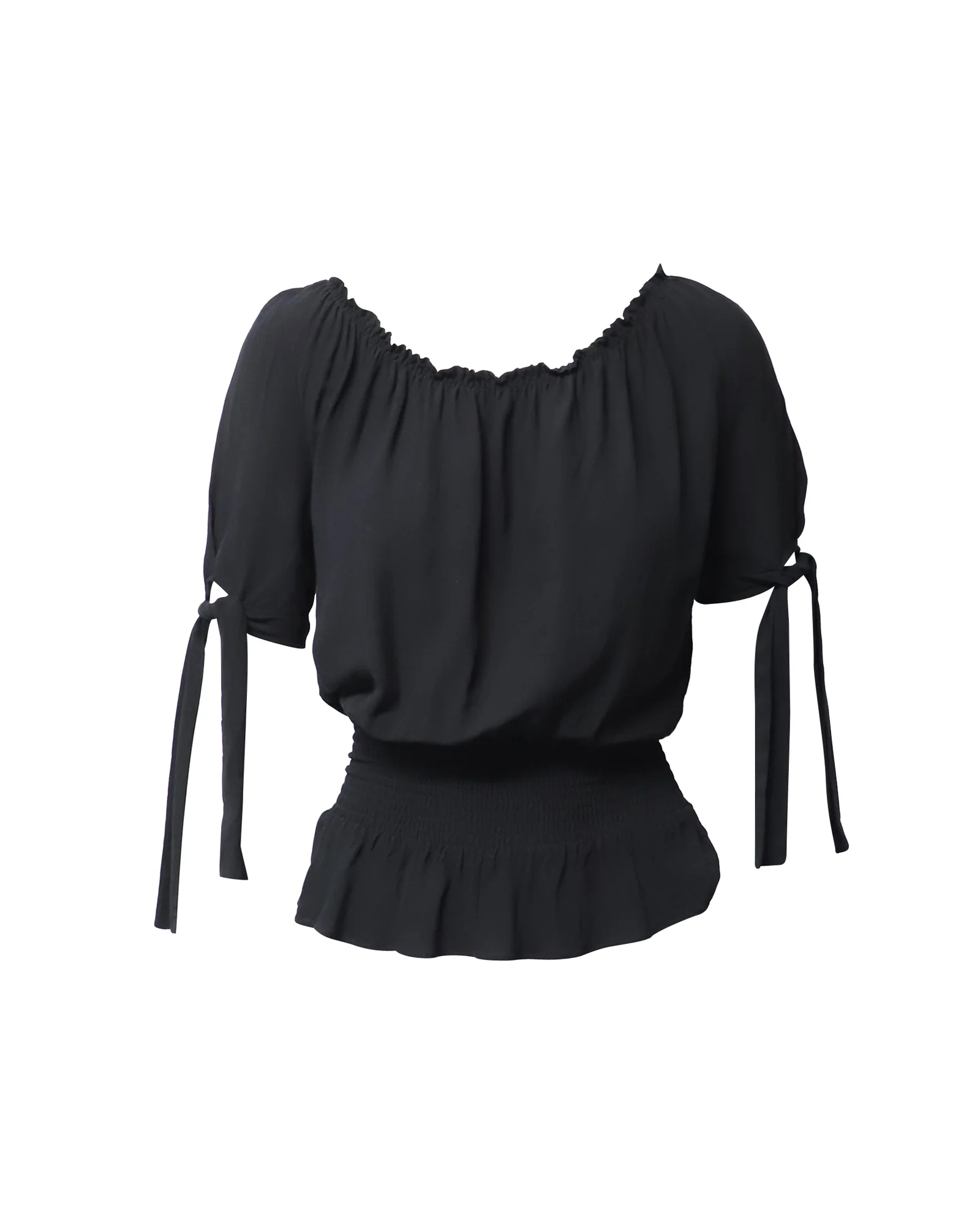 Women's Maje Shirred Top in Black Viscose