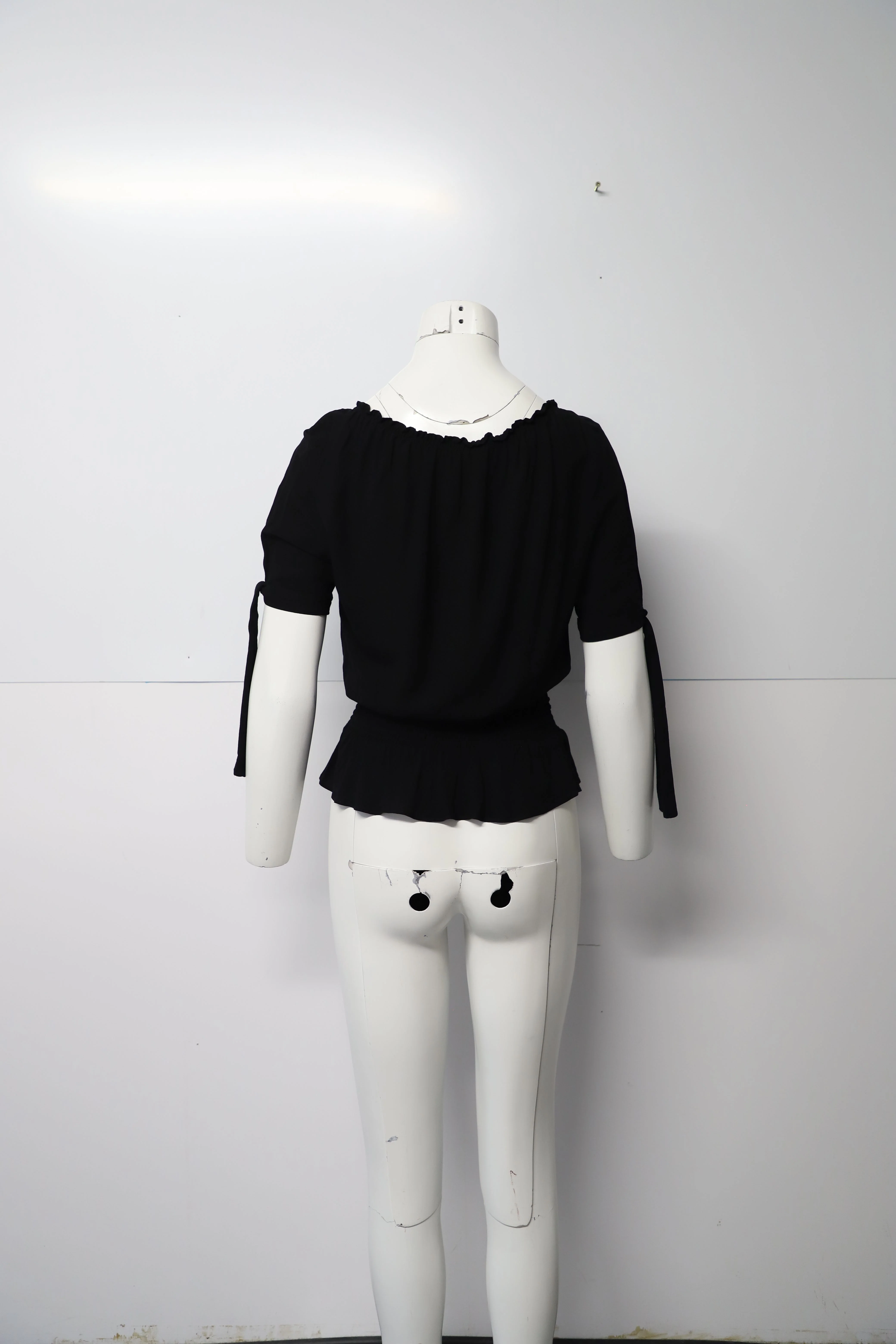 Women's Maje Shirred Top in Black Viscose - Image 10