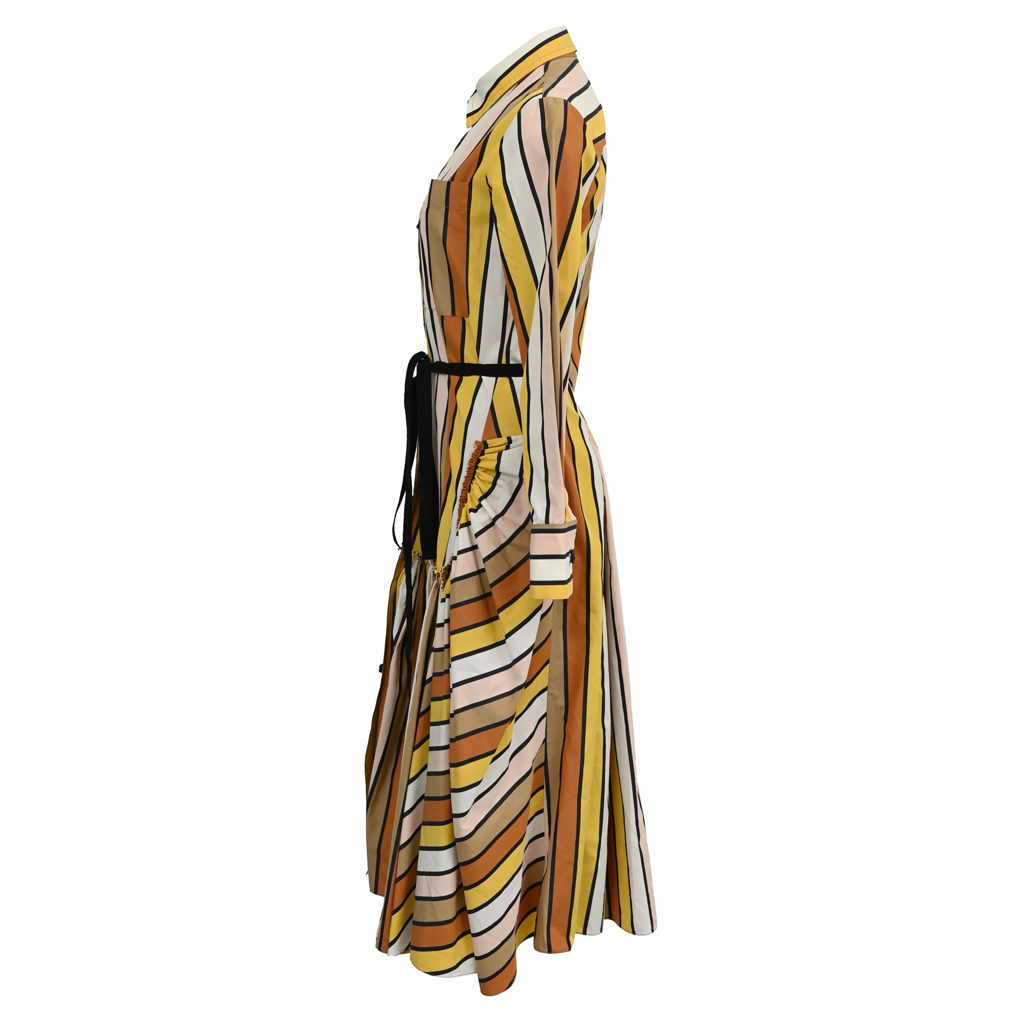 Women's Marni Striped Midi Shirt Dress in Multicolor Cotton - Image 2