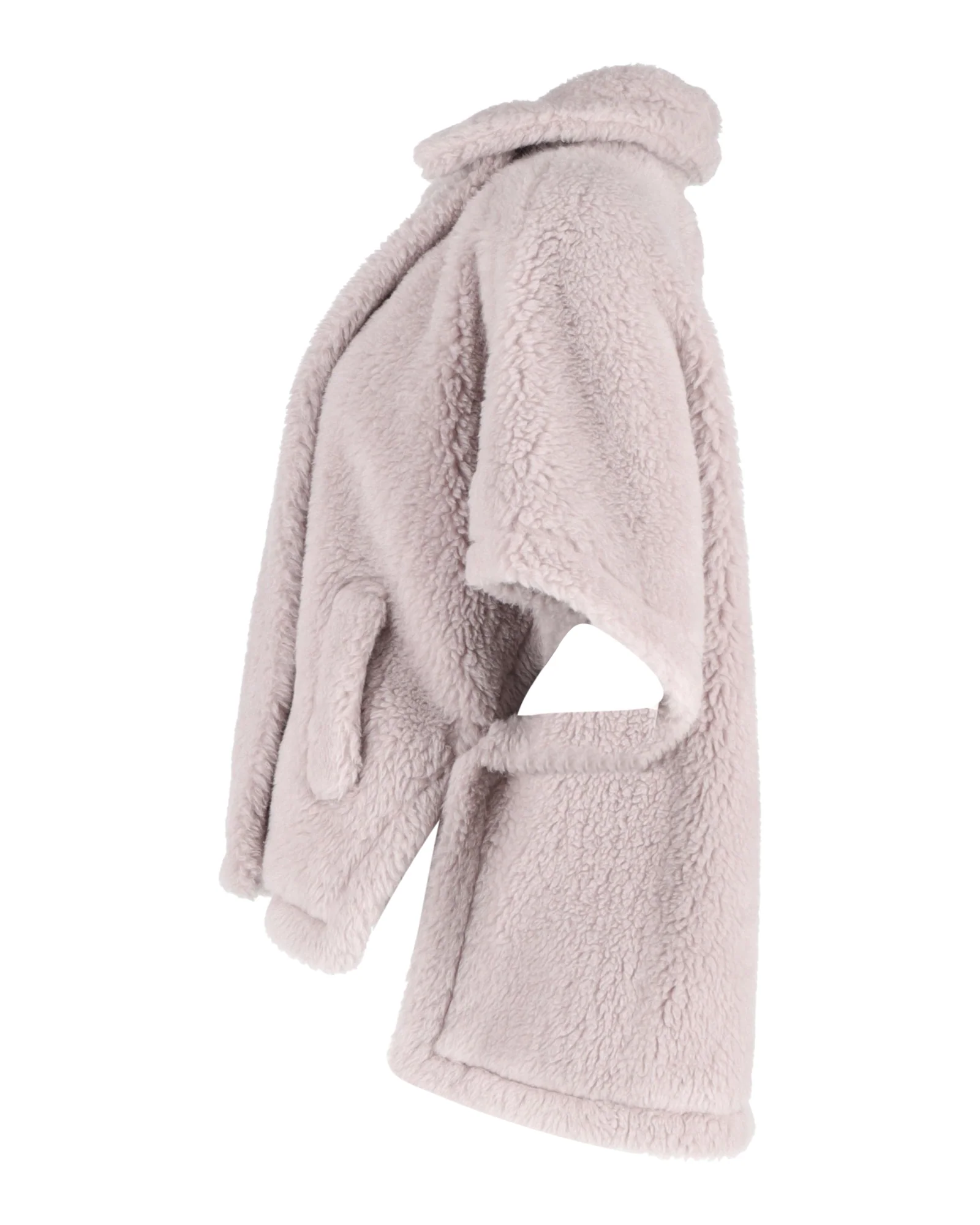 Women's Max Mara Tebe Teddy Cape in Light Grey Wool - Image 2