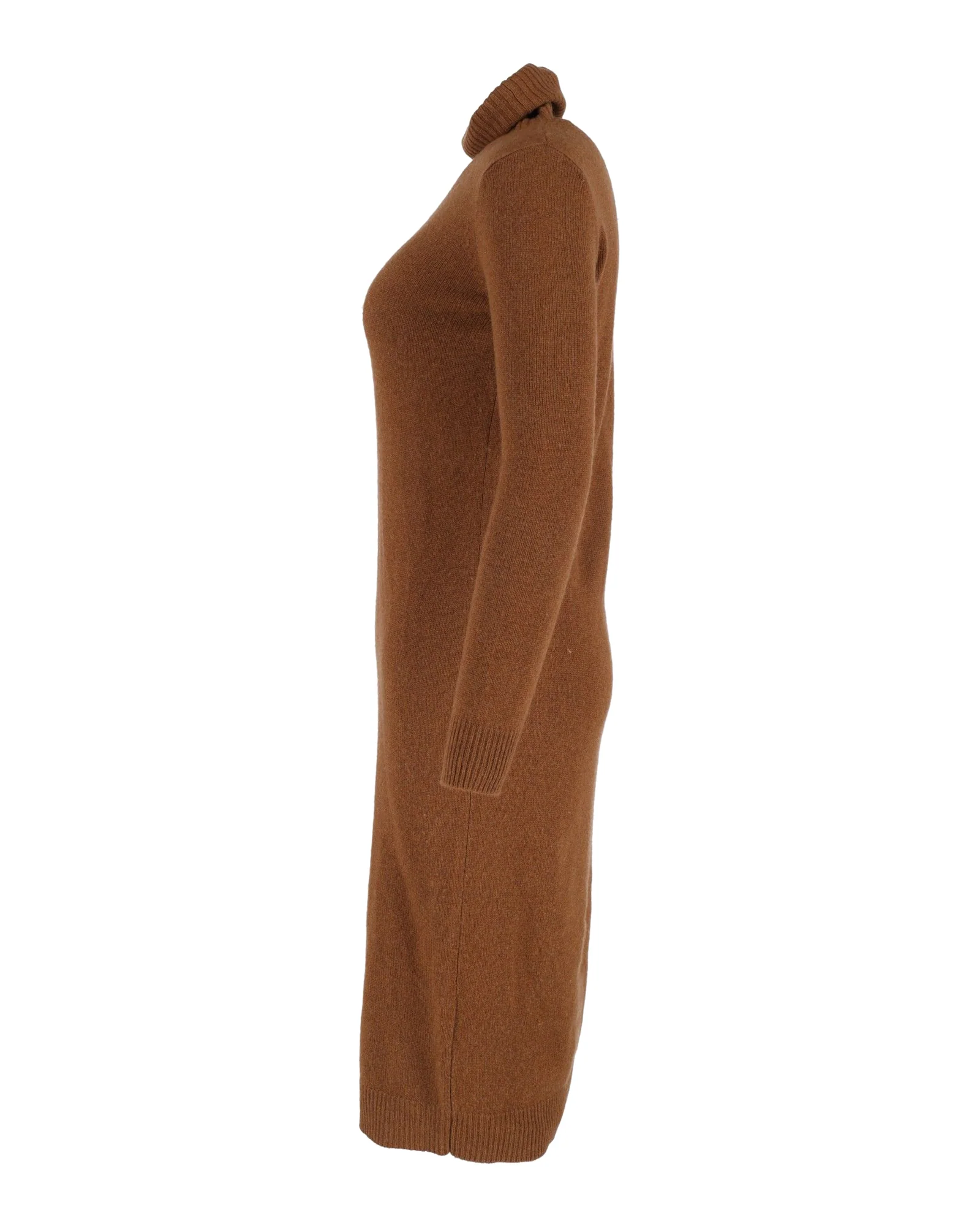 Women's Max Mara Knitted Turtleneck Dress in Brown Wool - Image 2