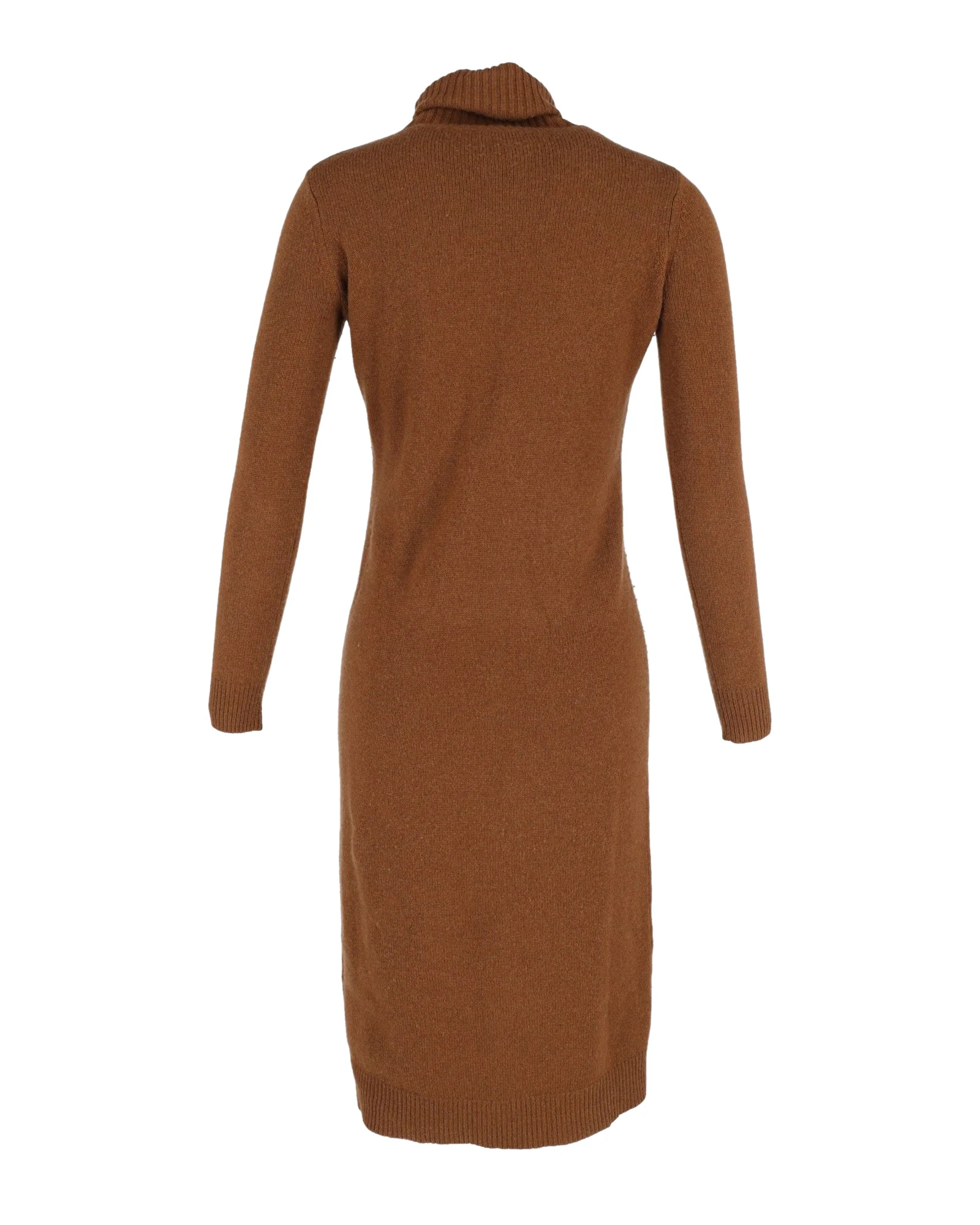 Women's Max Mara Knitted Turtleneck Dress in Brown Wool - Image 3