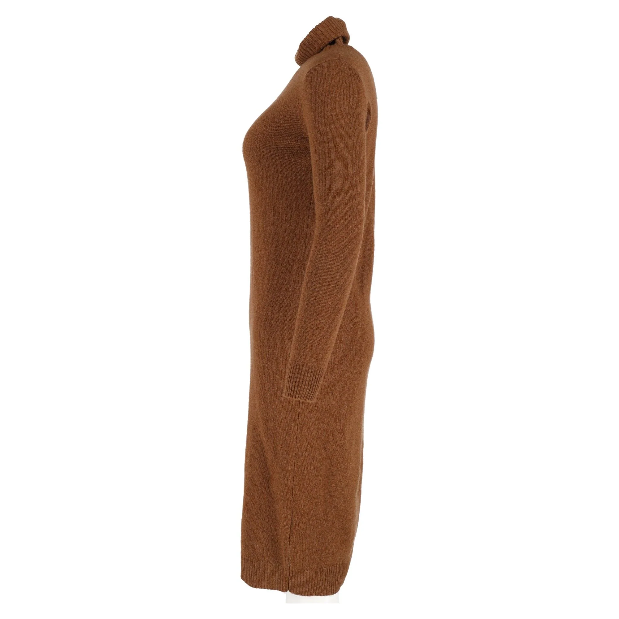 Women's Max Mara Knitted Turtleneck Dress in Brown Wool - Image 5