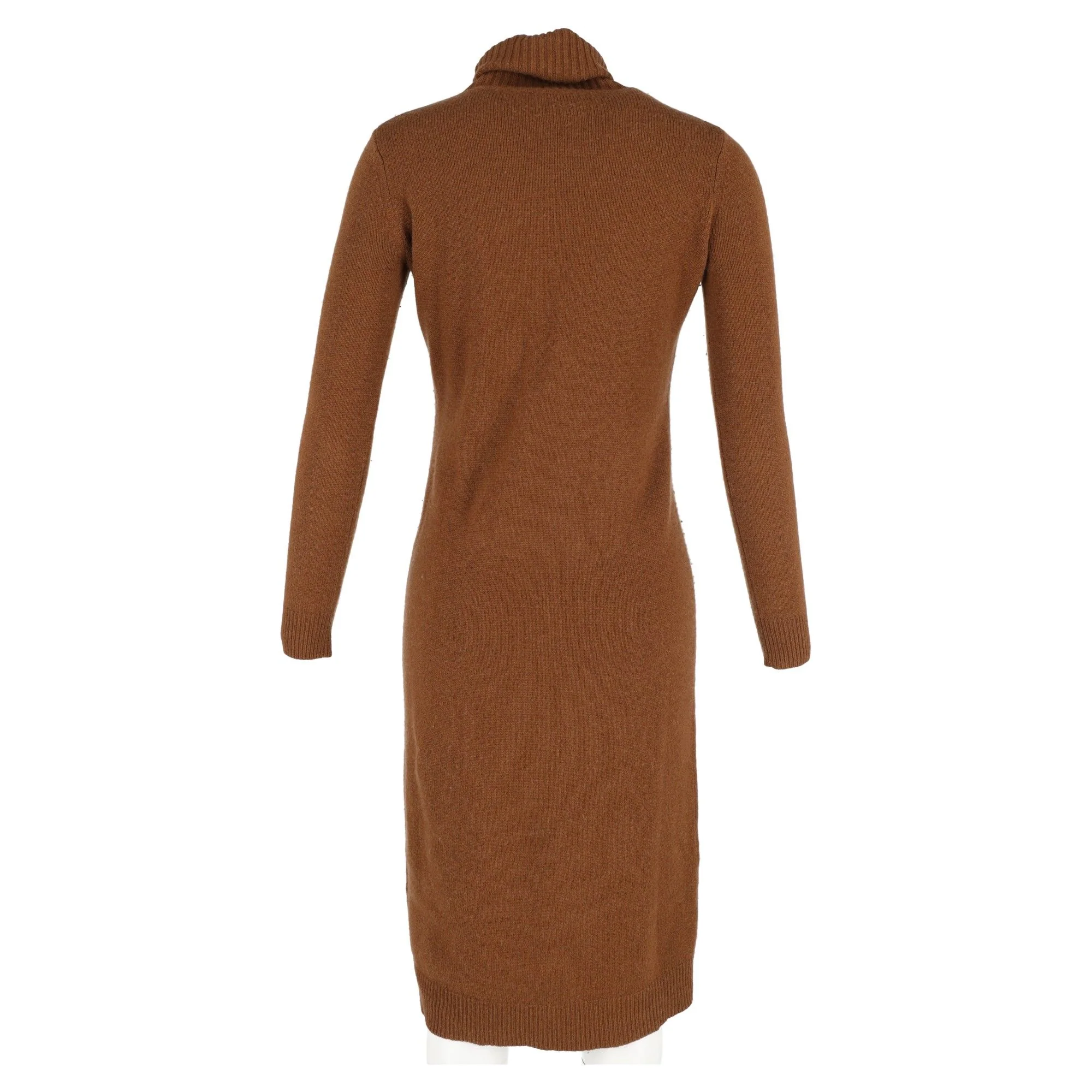 Women's Max Mara Knitted Turtleneck Dress in Brown Wool - Image 6