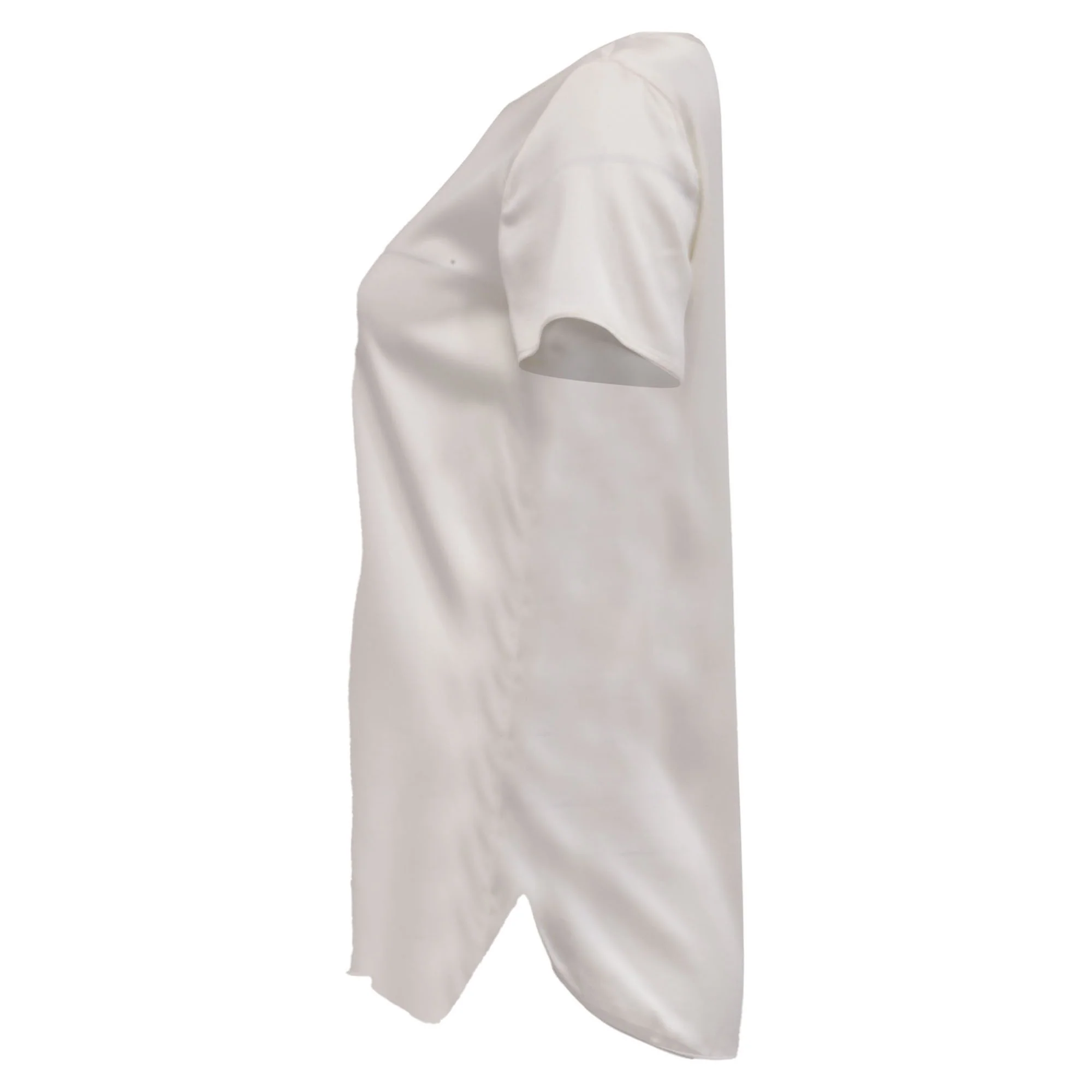 Women's Max Mara Leisure Cortona T-Shirt in Off-White Silk Satin - Image 2