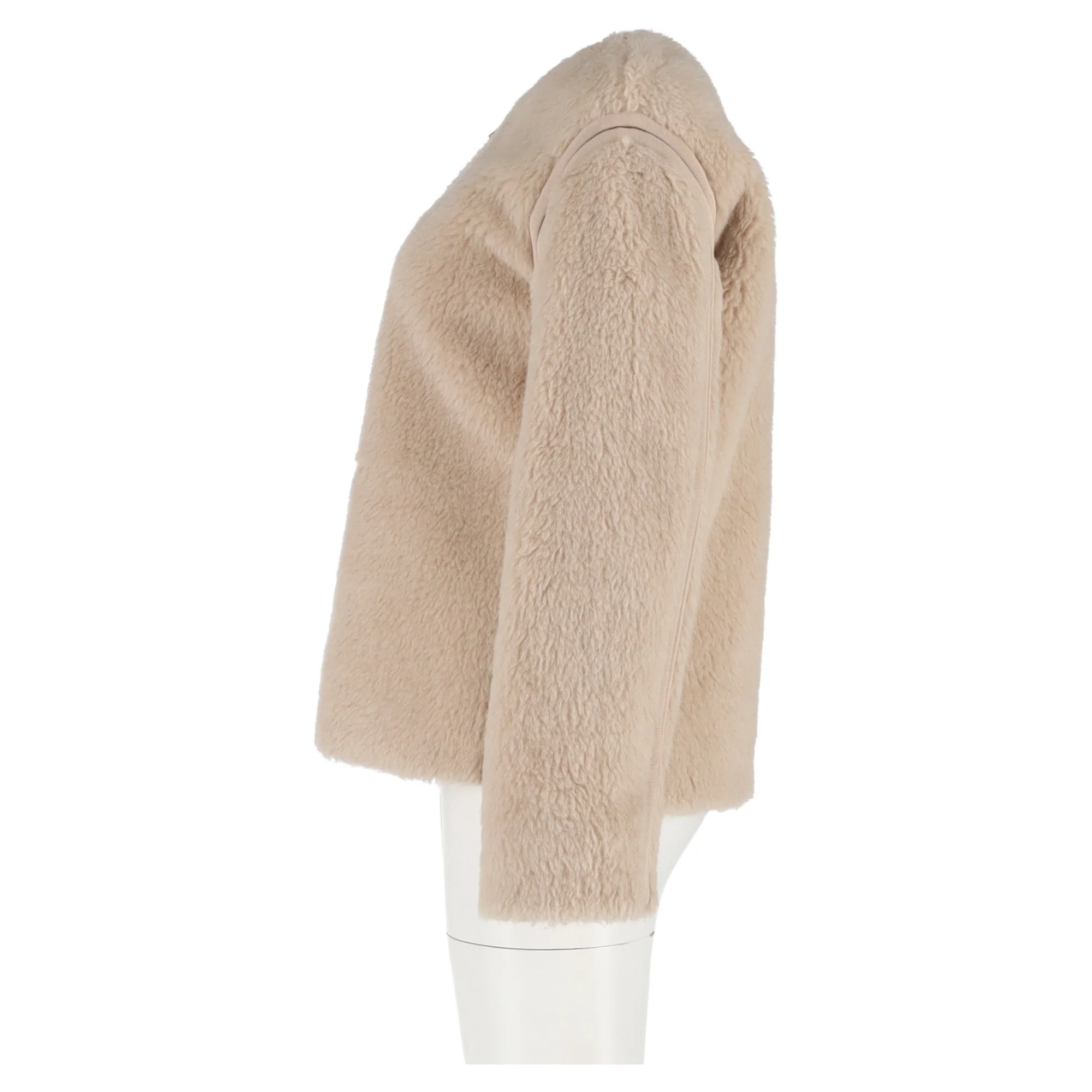 Women's Max Mara Panno Grosgrain-Trimmed Jacket in Beige Wool - Image 5