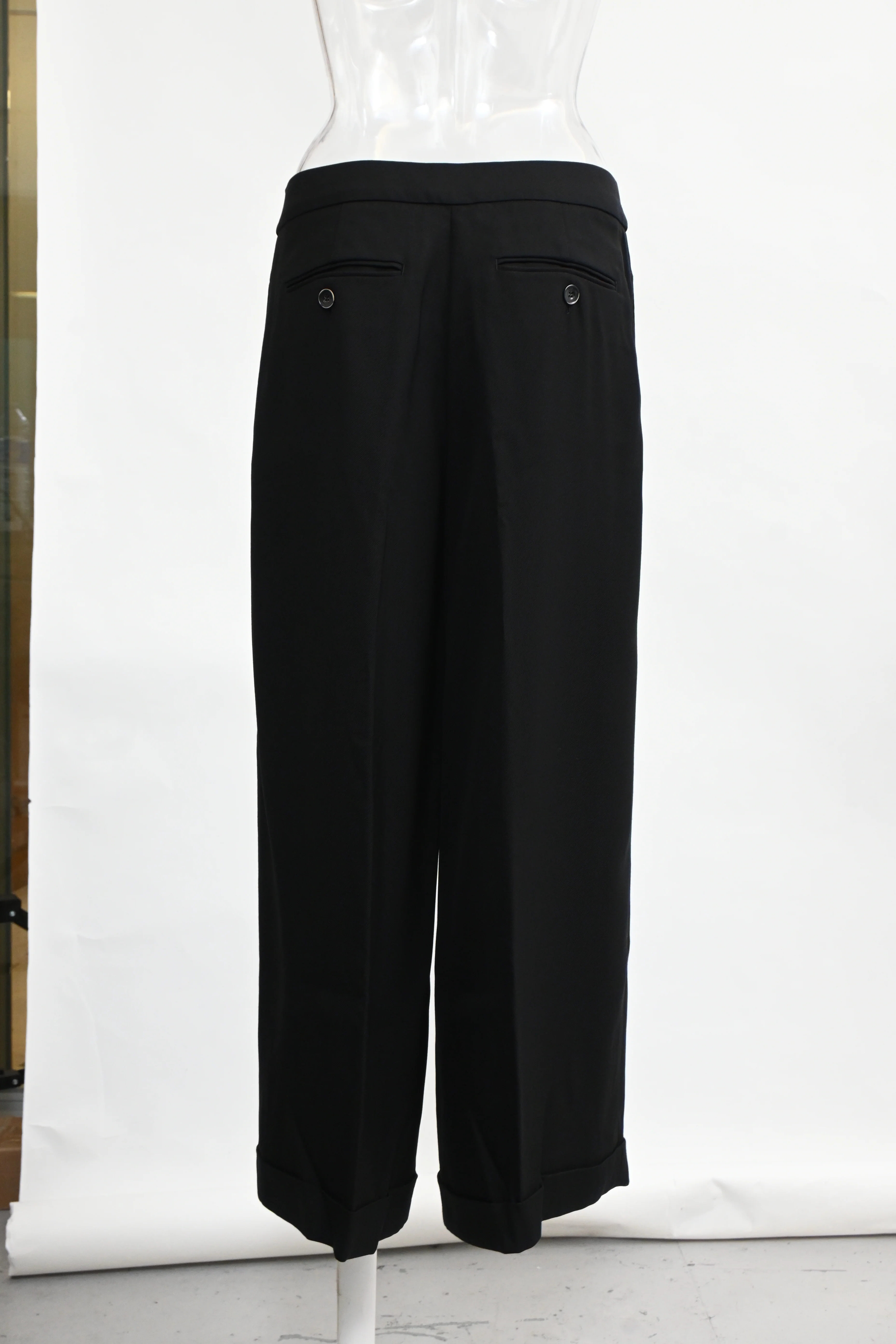 Women's Max Mara Studio Cuffed Hem Straight-Leg Trousers in Black Viscose - Image 7