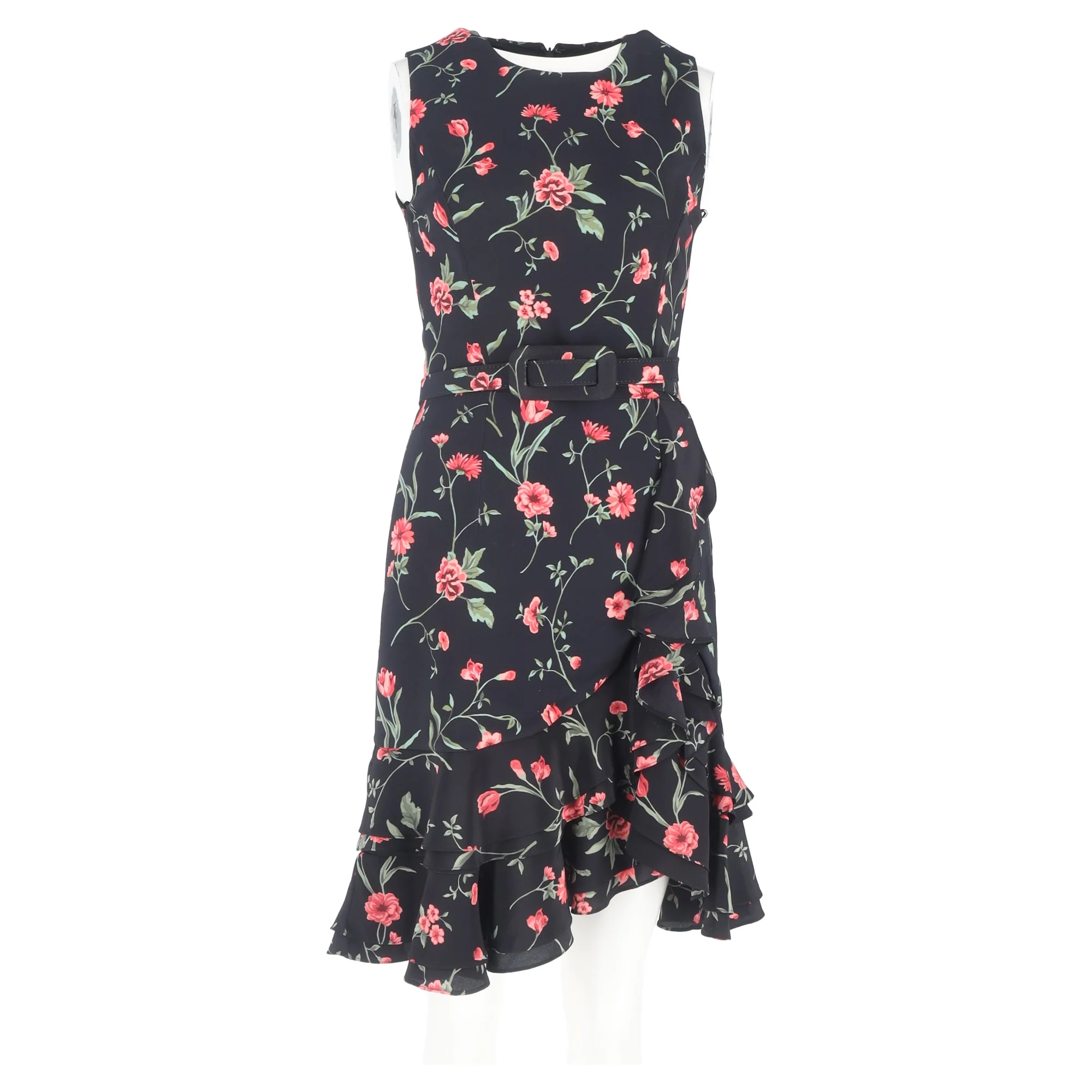 Women's Michael Kors Collection Floral-Print Belted Mini Dress in Multicolor Viscose - Image 4