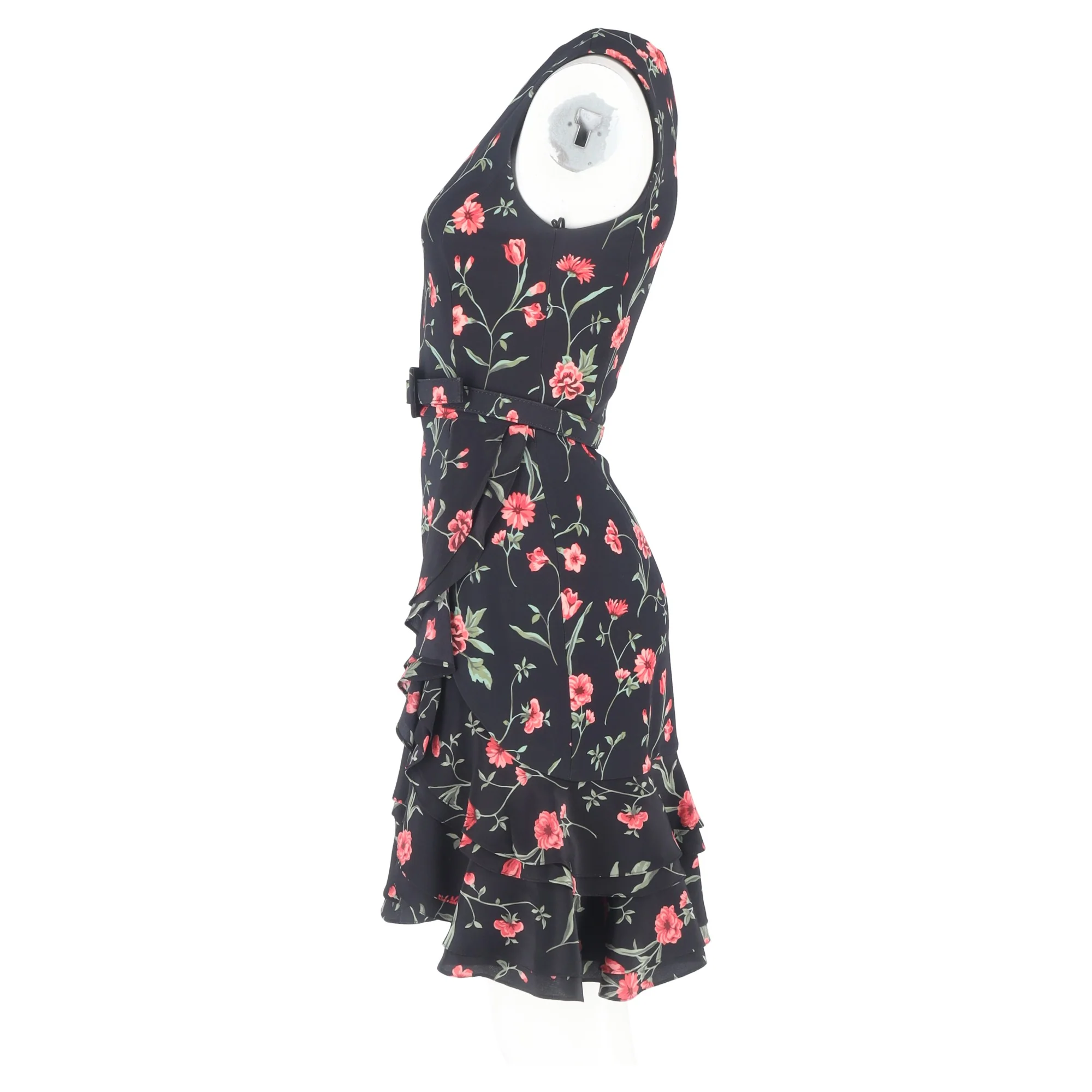 Women's Michael Kors Collection Floral-Print Belted Mini Dress in Multicolor Viscose - Image 5