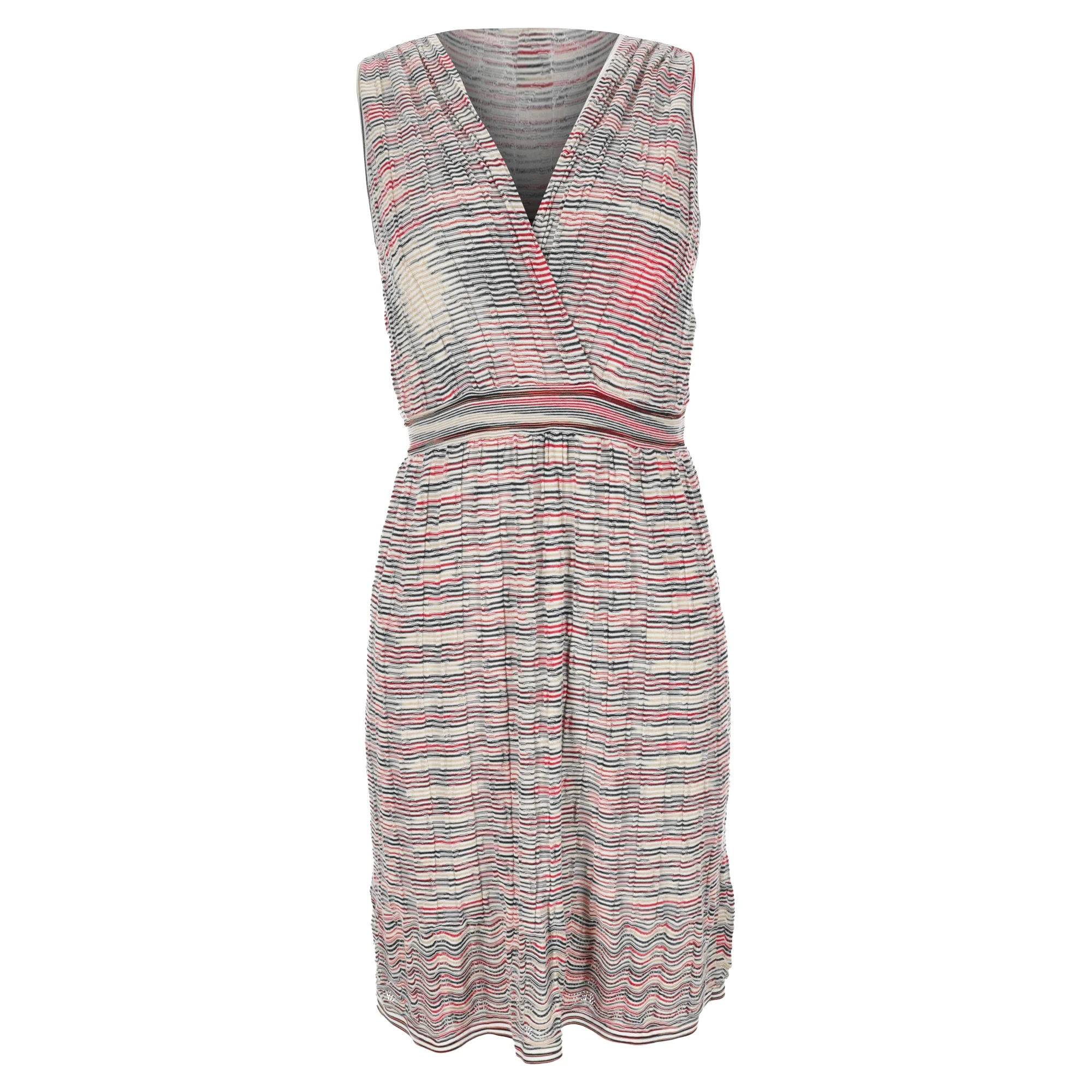 Women's M Missoni Plunge Neck Midi Dress in Multicolor Viscose