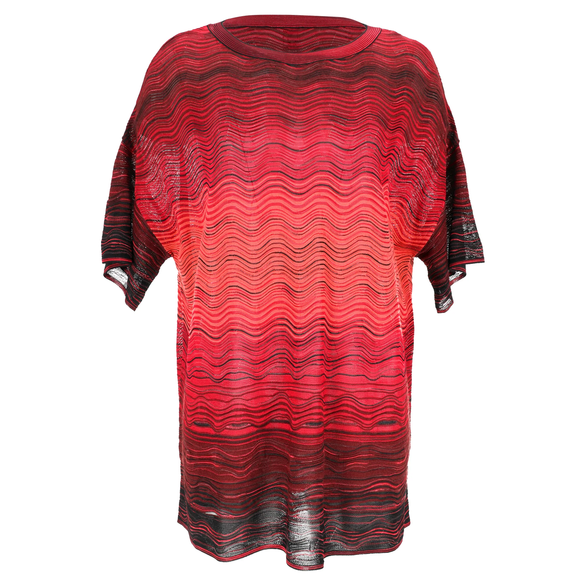 Women's M Missoni Wave Pattern Knit Oversized Top in Red Viscose