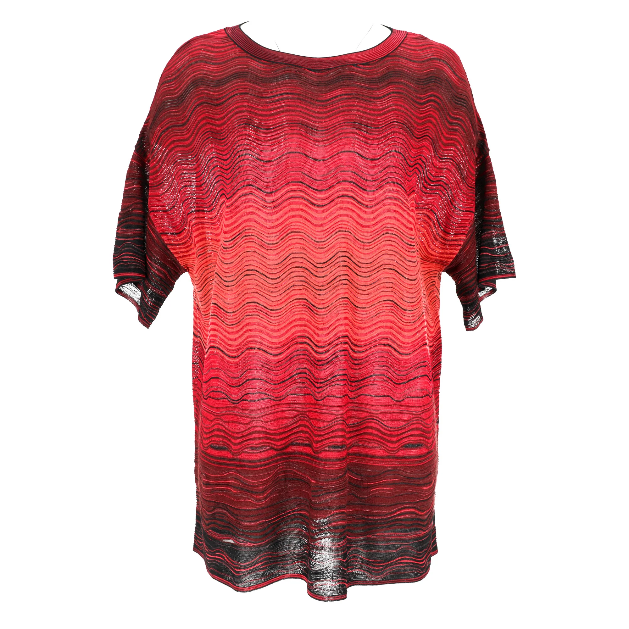 Women's M Missoni Wave Pattern Knit Oversized Top in Red Viscose - Image 9