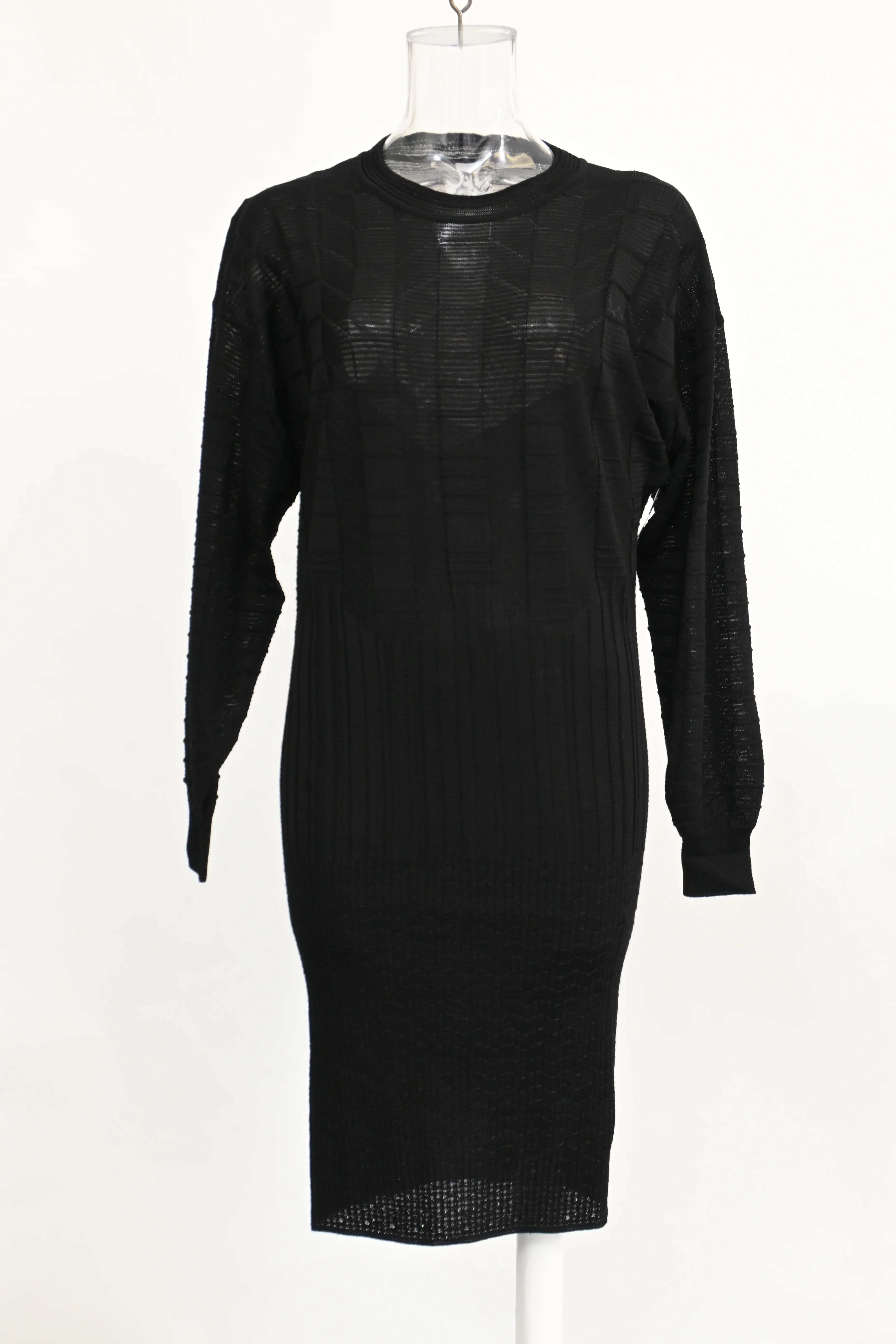 Women's Missoni Knitted Crewneck Midi Dress in Black Viscose - Image 6
