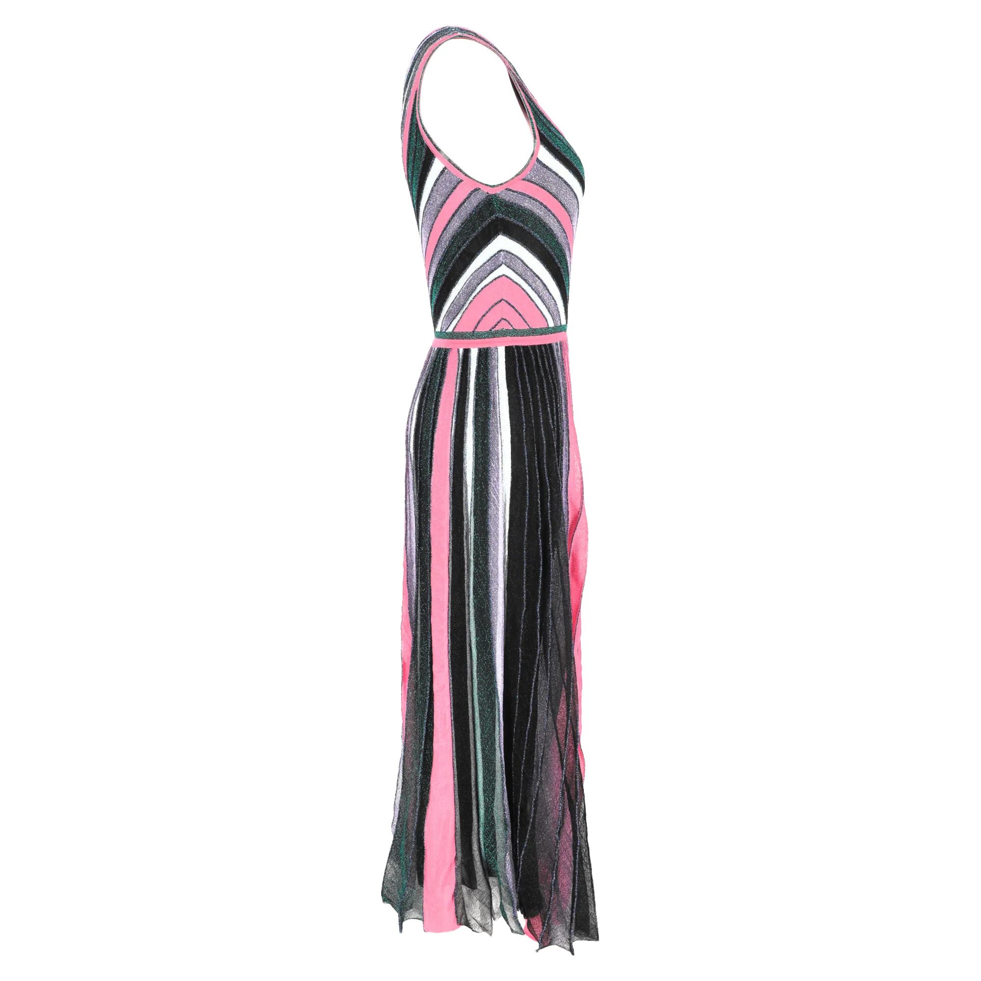 Women's Missoni Striped Lurex Knit One Shoulder Maxi Dress in Multicolor Rayon - Image 4