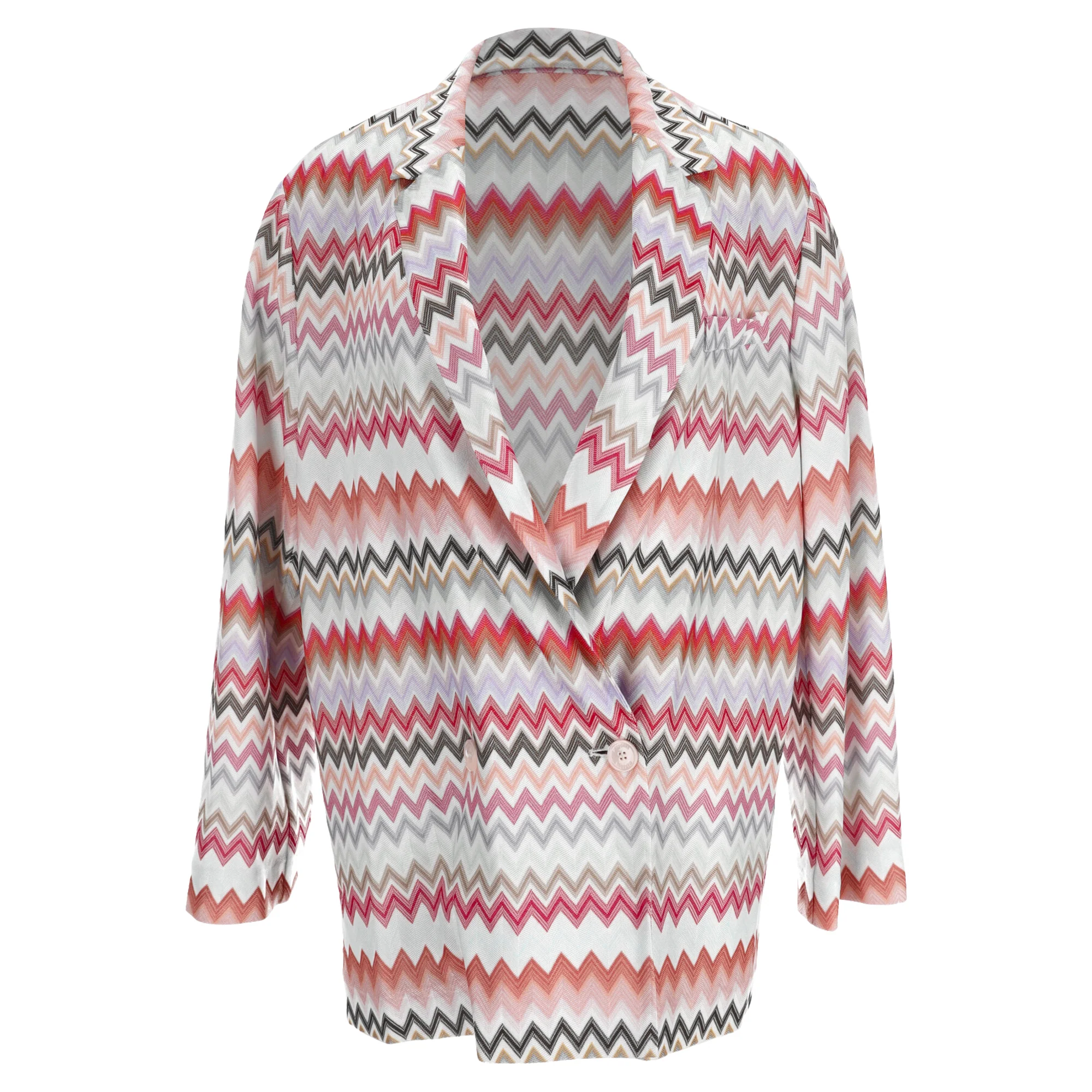 Women's Missoni Zig Zag Longline Blazer in Multicolor Polyester