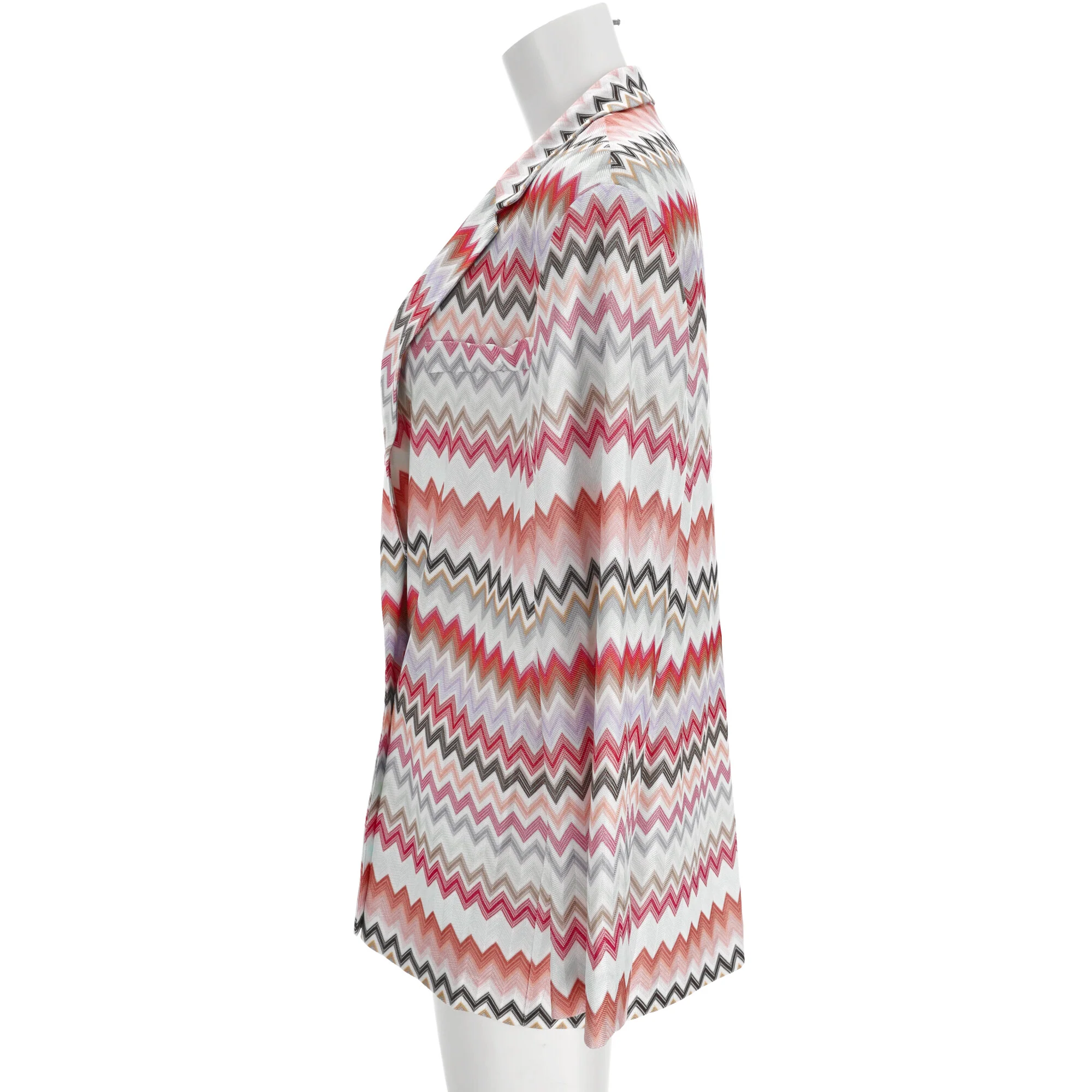 Women's Missoni Zig Zag Longline Blazer in Multicolor Polyester - Image 10