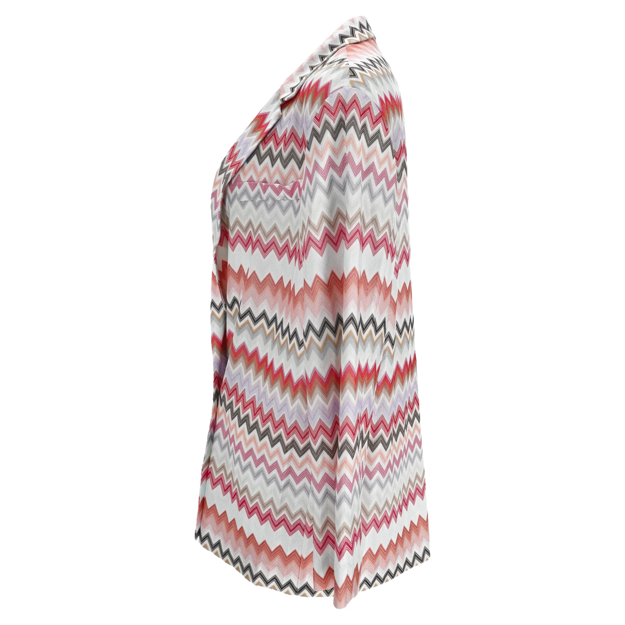 Women's Missoni Zig Zag Longline Blazer in Multicolor Polyester - Image 2