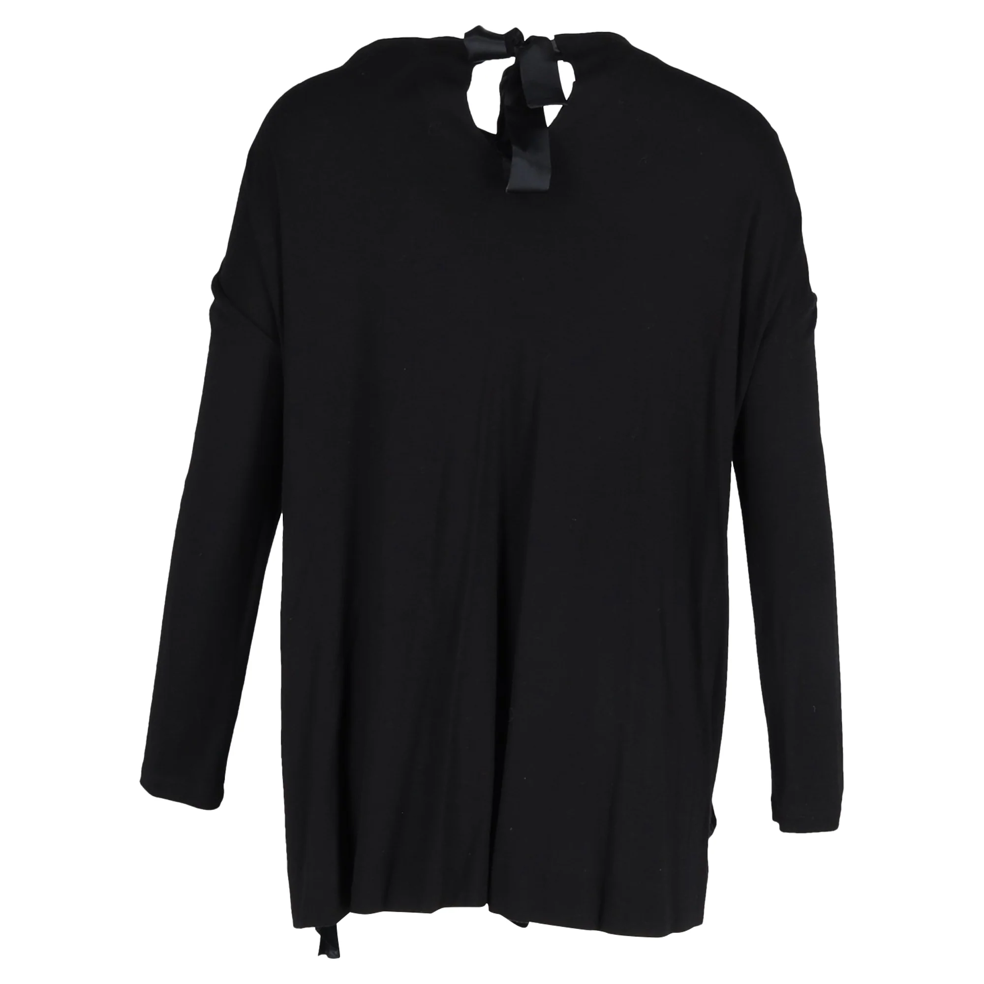 Women's Miu Miu Mini Long-Sleeved With Ruffles Dress in Black Cotton - Image 3