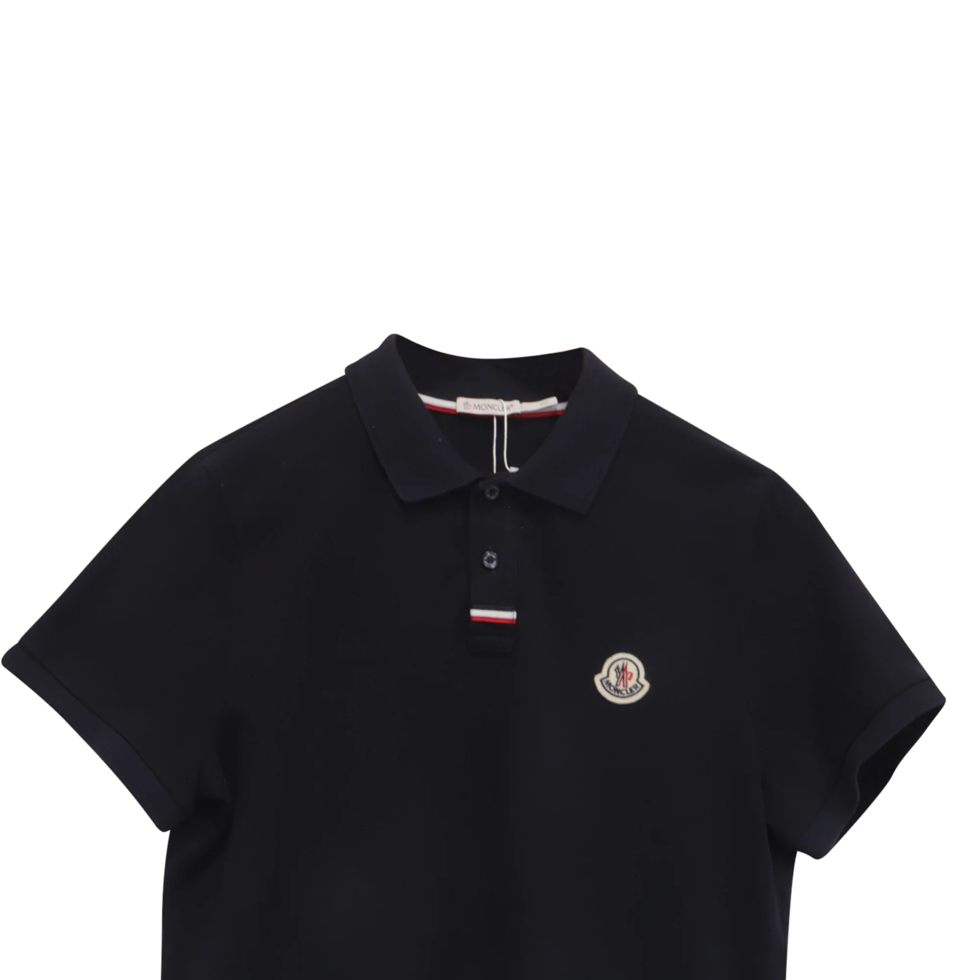 Men's Moncler Logo Patch Cotton Piquet Polo Shirt in Black Cotton - Image 2