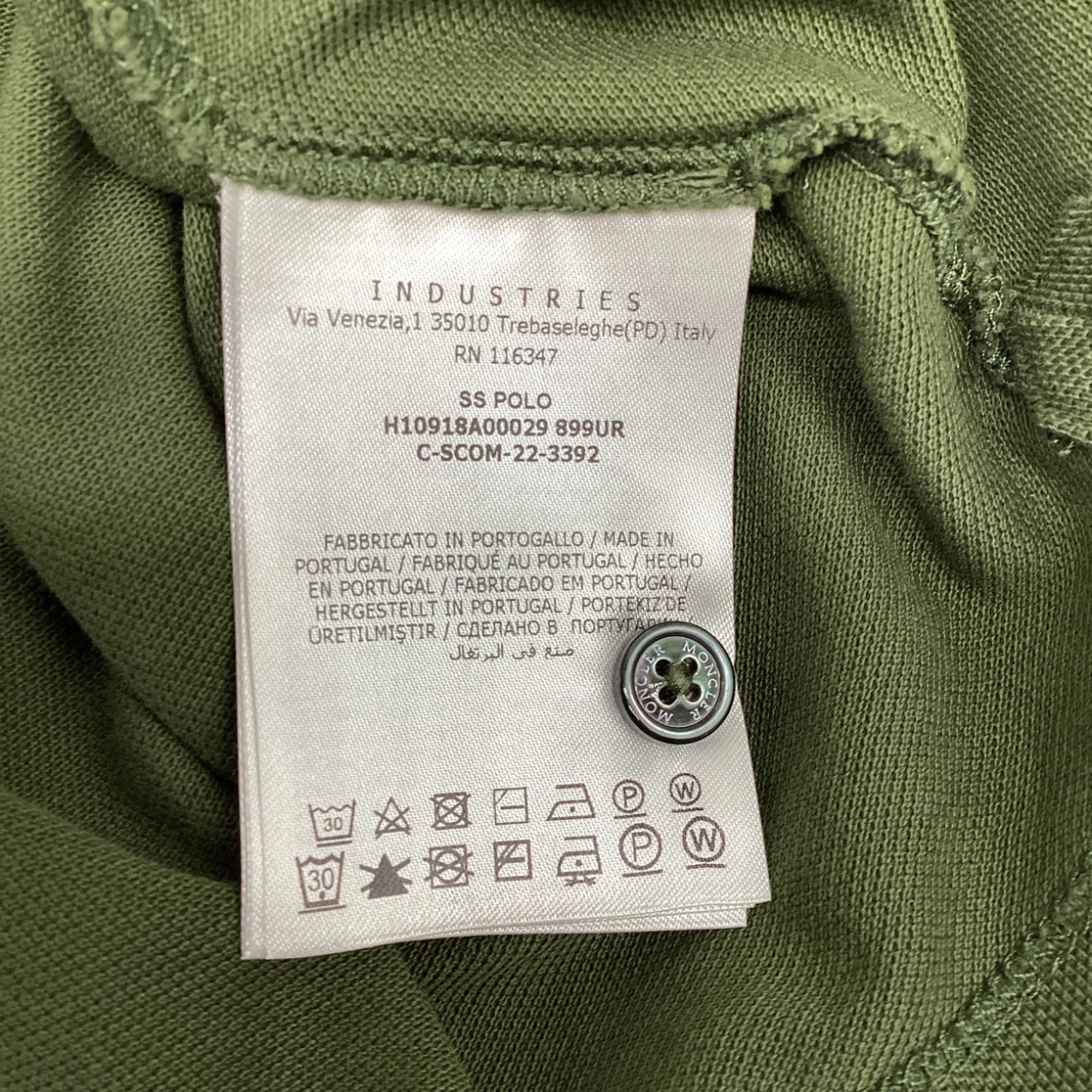 Men's Moncler Logo Patch Cotton Piquet Polo Shirt in Green Cotton - Image 6