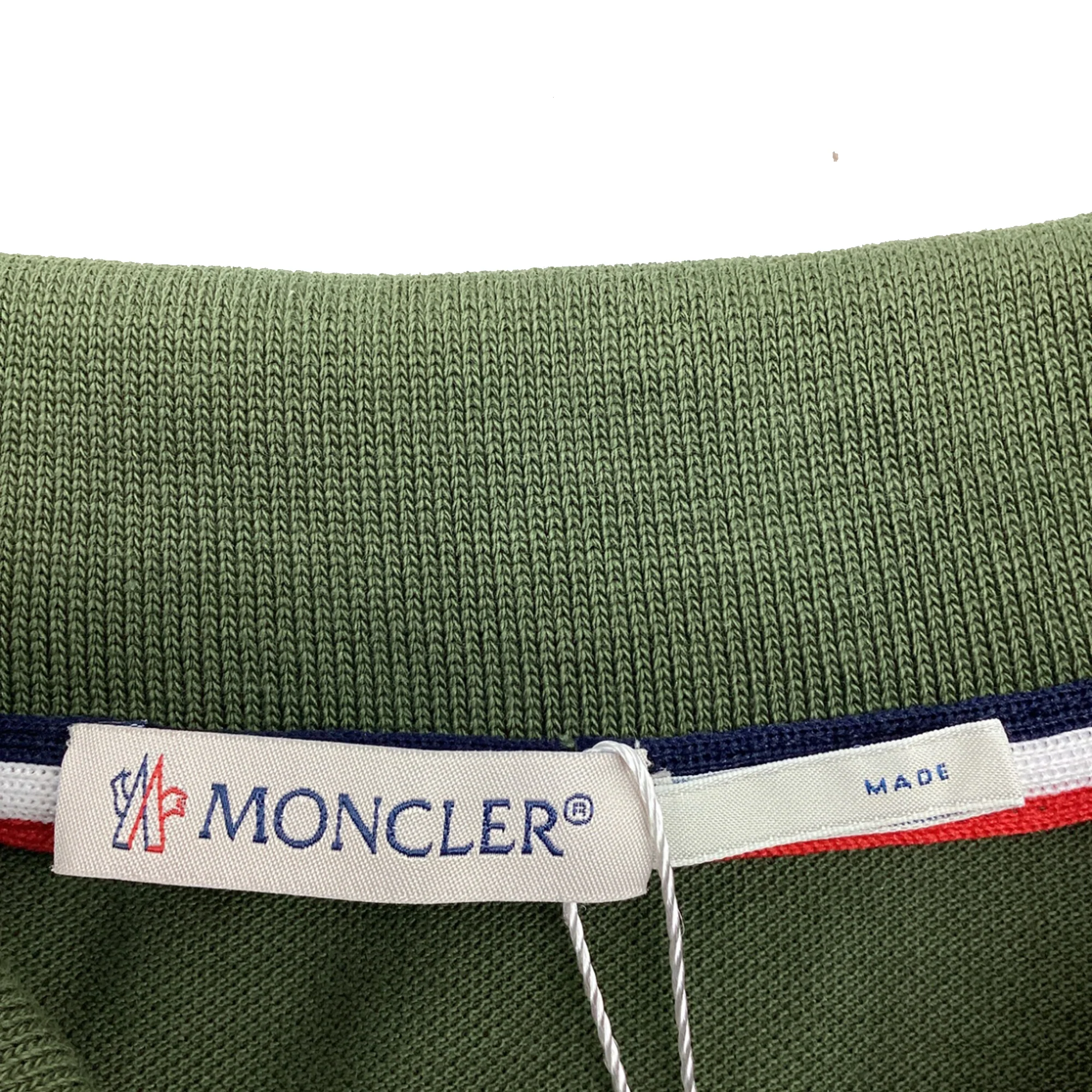 Men's Moncler Logo Patch Cotton Piquet Polo Shirt in Green Cotton - Image 8
