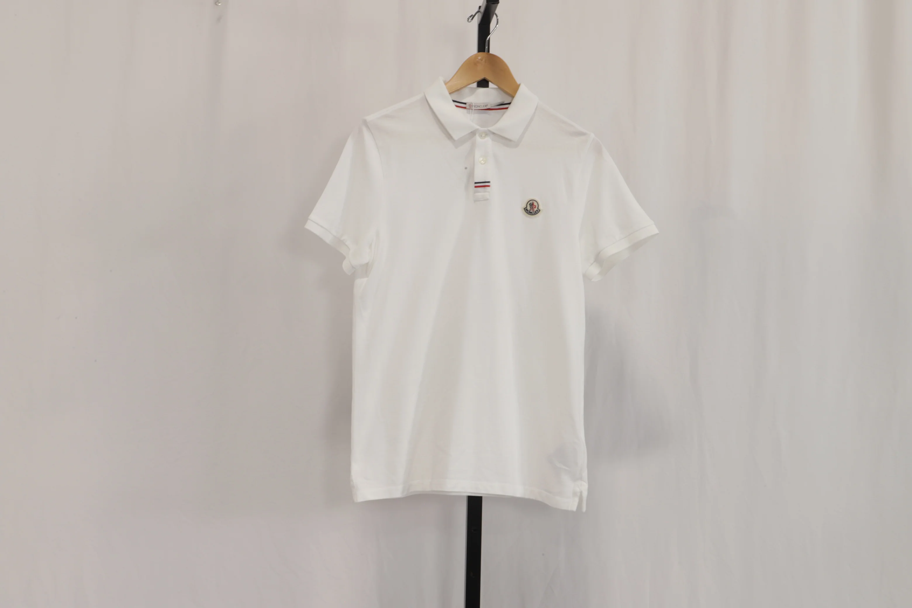 Men's Moncler Logo Patch Piquet Polo in White Cotton - Image 7