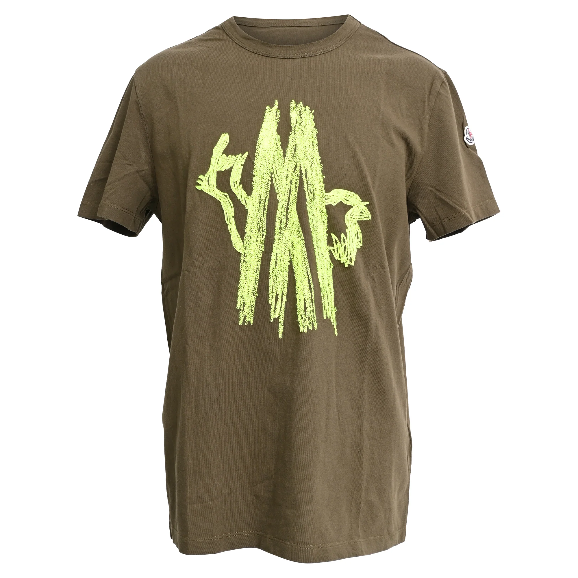 Men's Moncler Logo Tshirt in Green Cotton