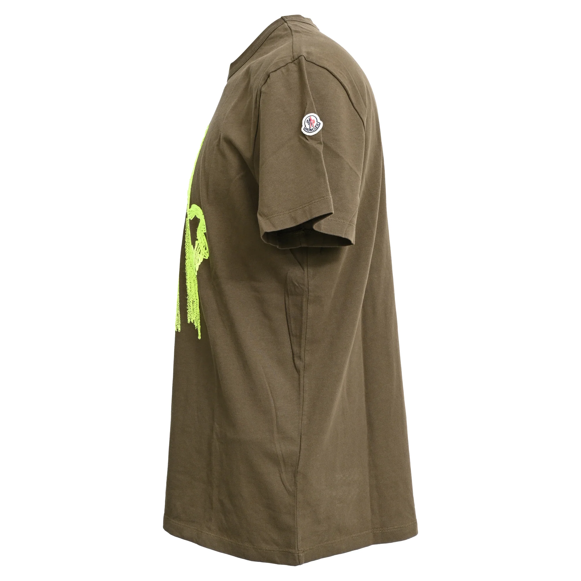 Men's Moncler Logo Tshirt in Green Cotton - Image 2