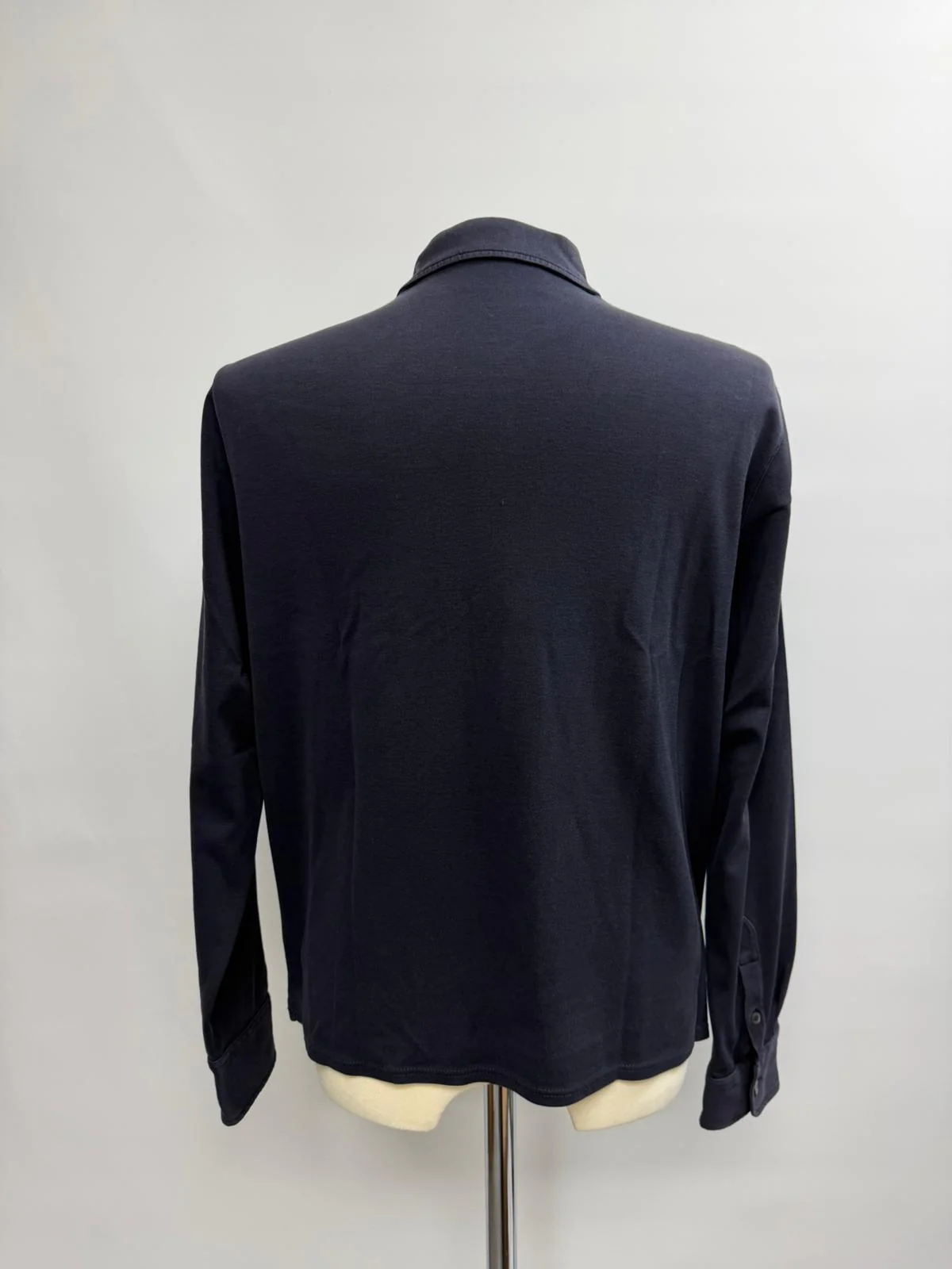 Men's Prada Button-Down Long Sleeve Shirt in Navy Blue Cotton - Image 10