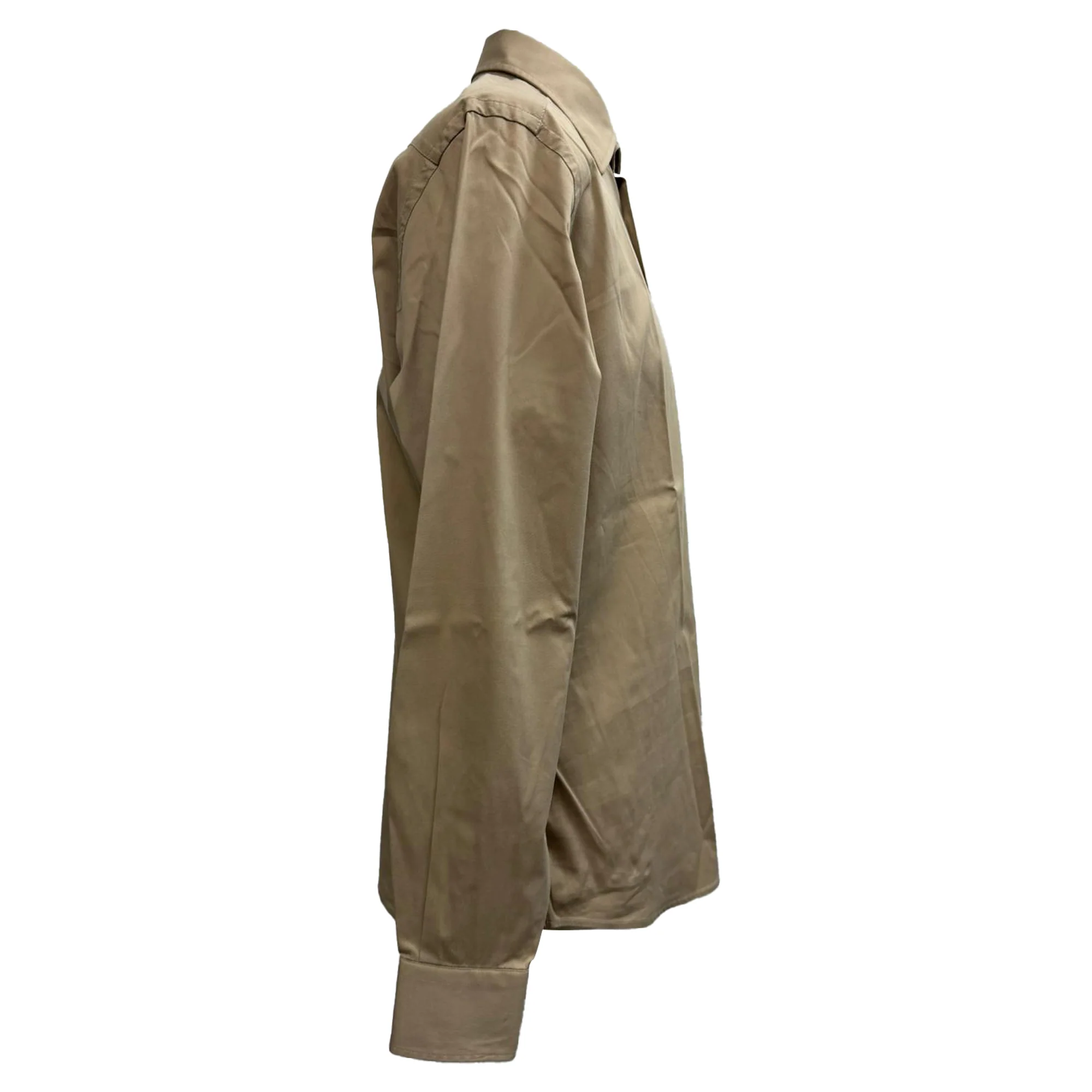 Men's Prada Button-Down Short Long Sleeve Shirt in Beige Cotton - Image 2