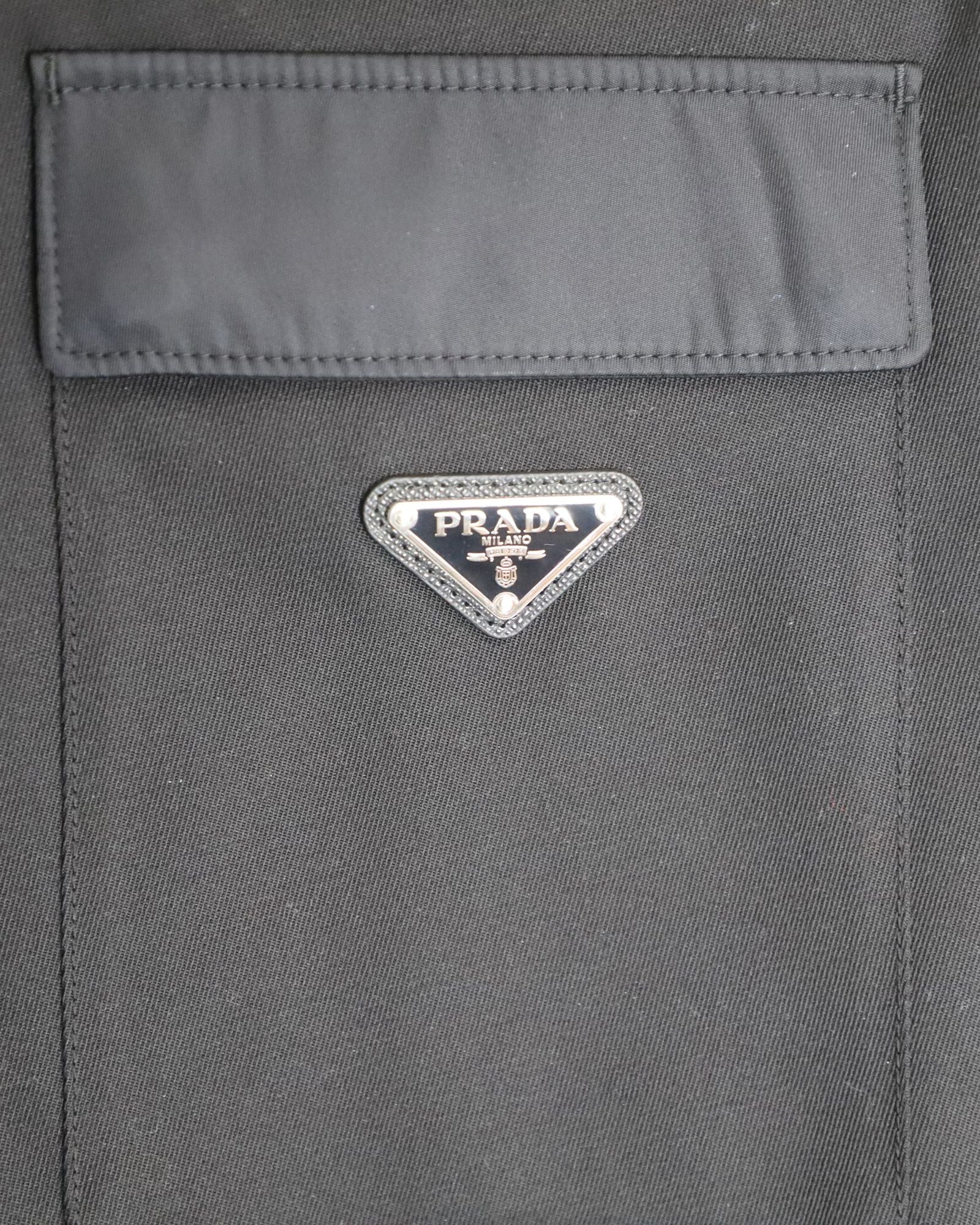Men's Prada Triangle Logo Trousers in Black Wool - Image 4