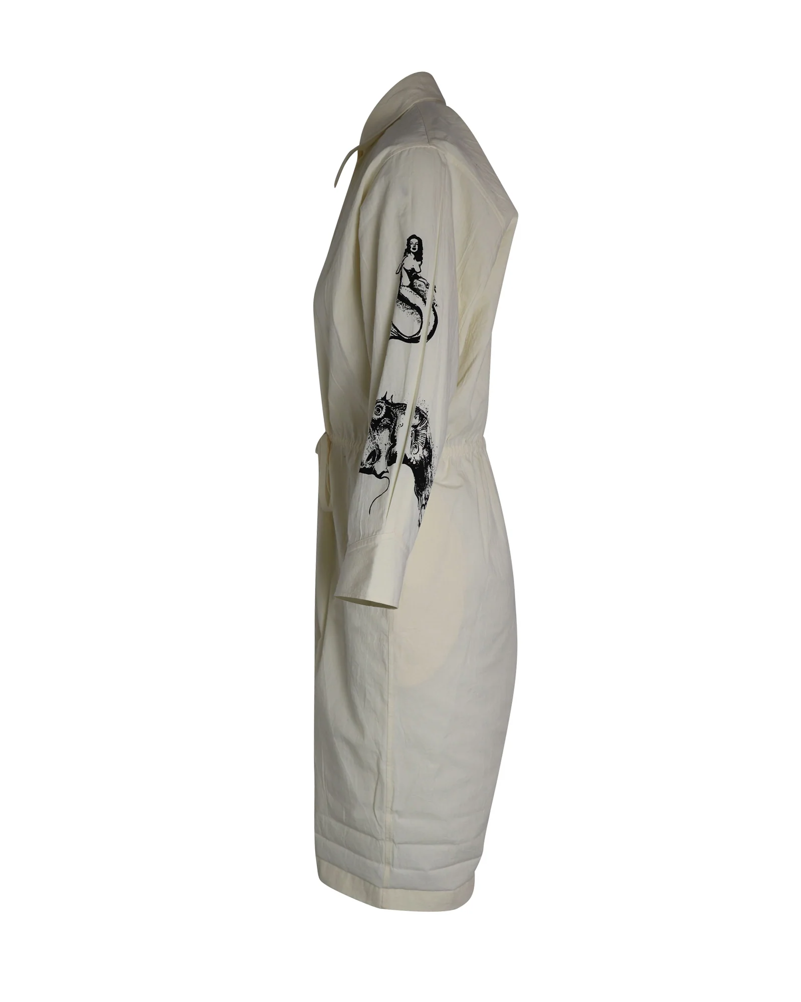 Women's Prada Printed Chambray-Canvas Jumpsuit In White Cotton - Image 3