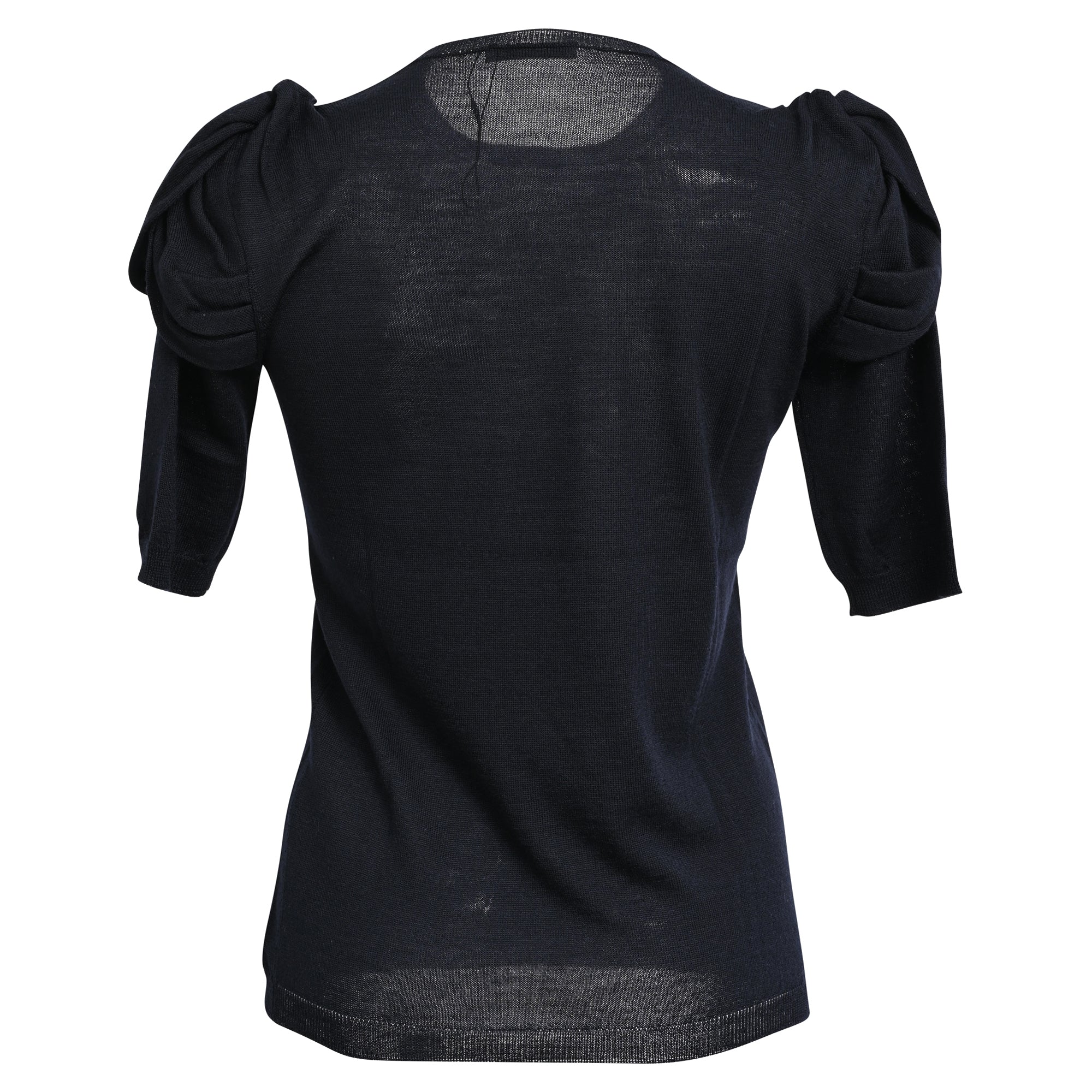 Women's Prada Short Puff Sleeve Top in Black Cotton - Image 3