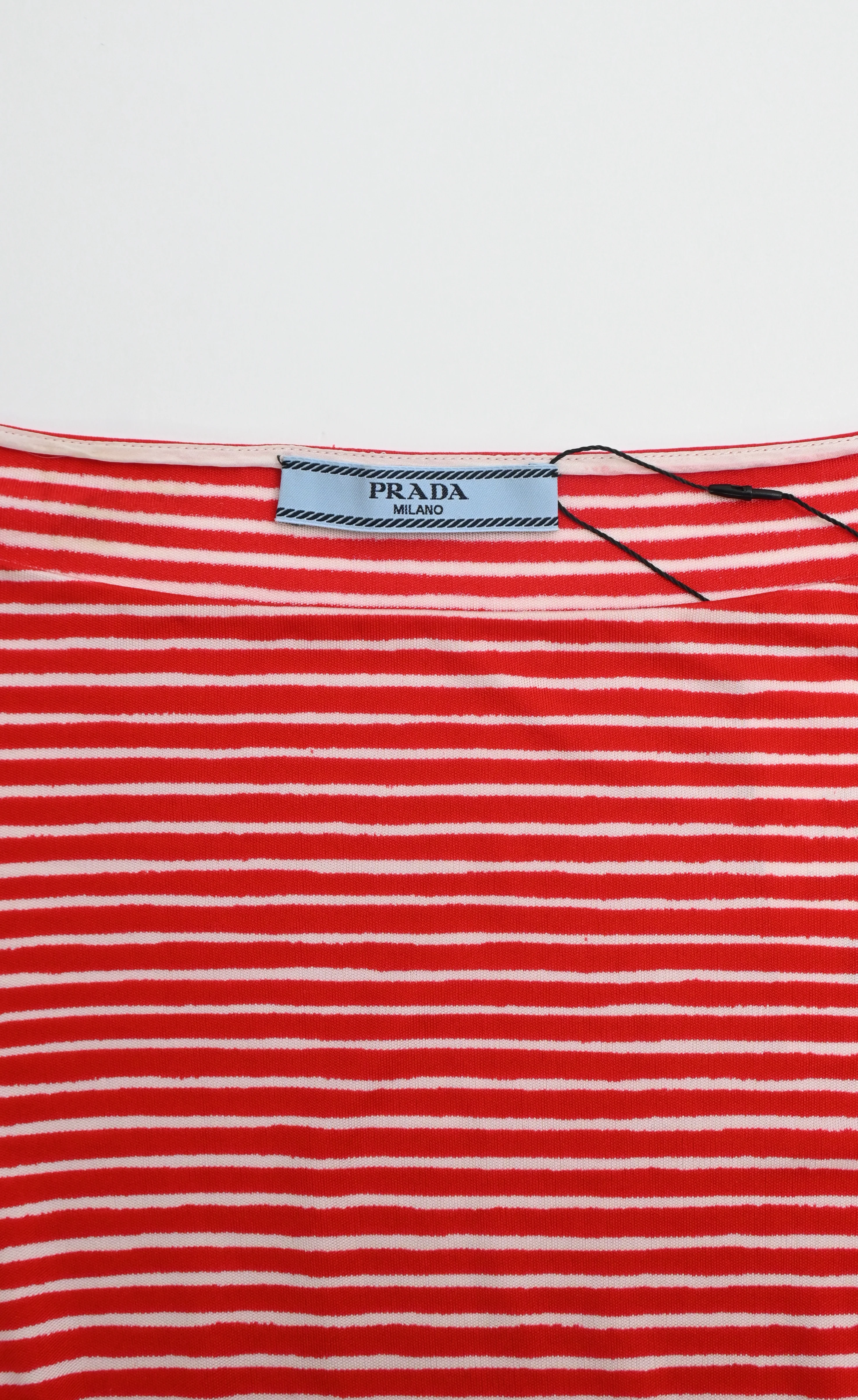 Women's Prada Striped 3/4 Sleeve Top in Red Cotton - Image 10