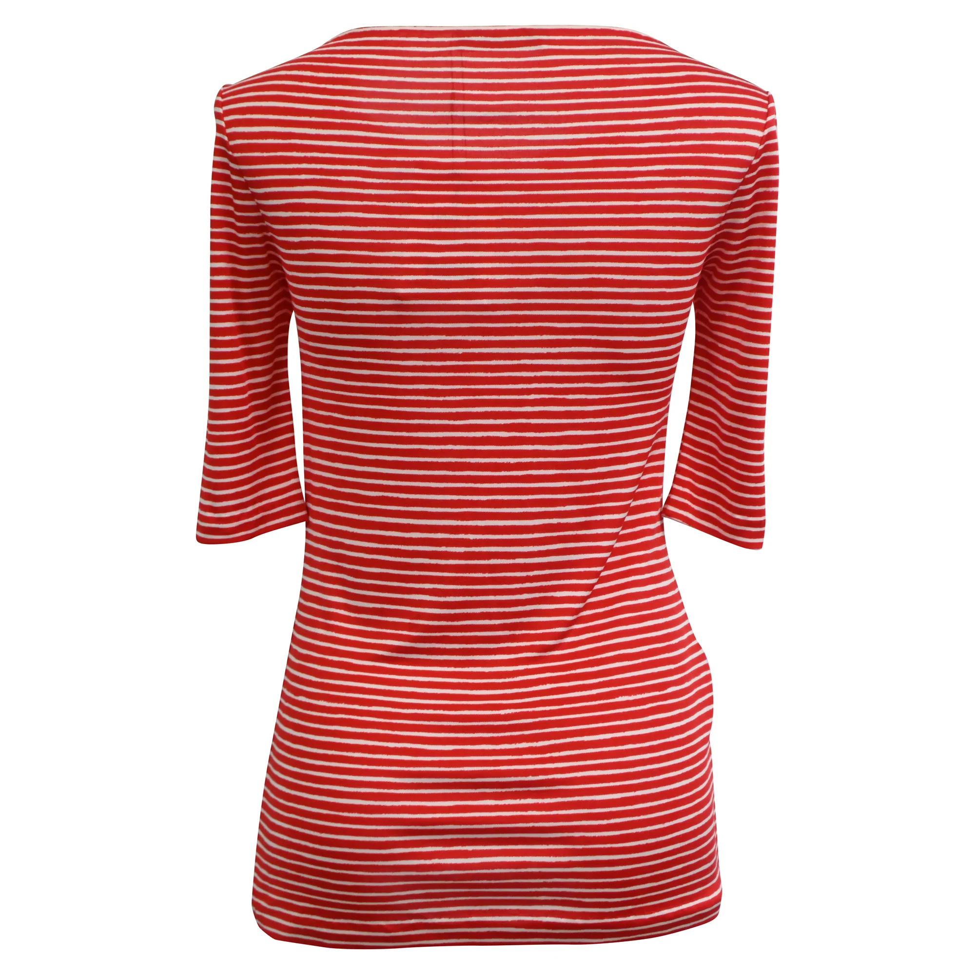 Women's Prada Striped 3/4 Sleeve Top in Red Cotton - Image 3