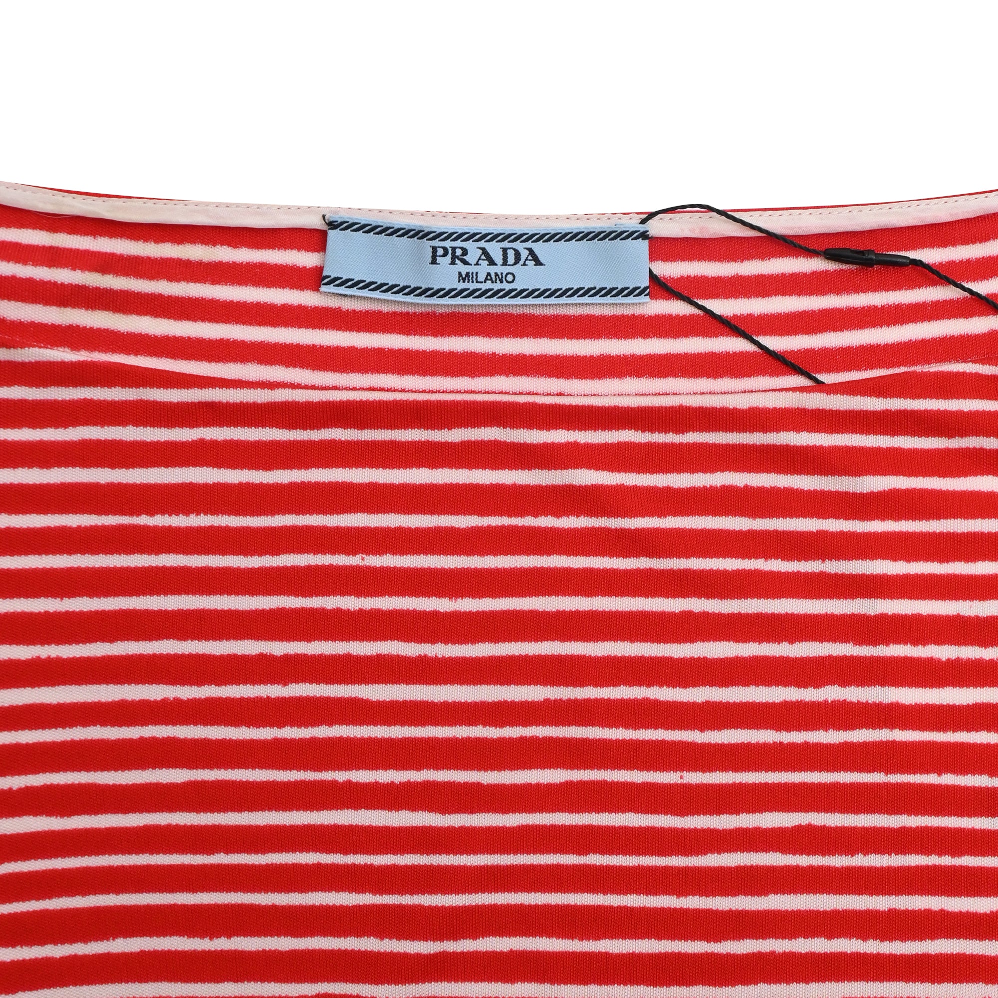 Women's Prada Striped 3/4 Sleeve Top in Red Cotton - Image 5