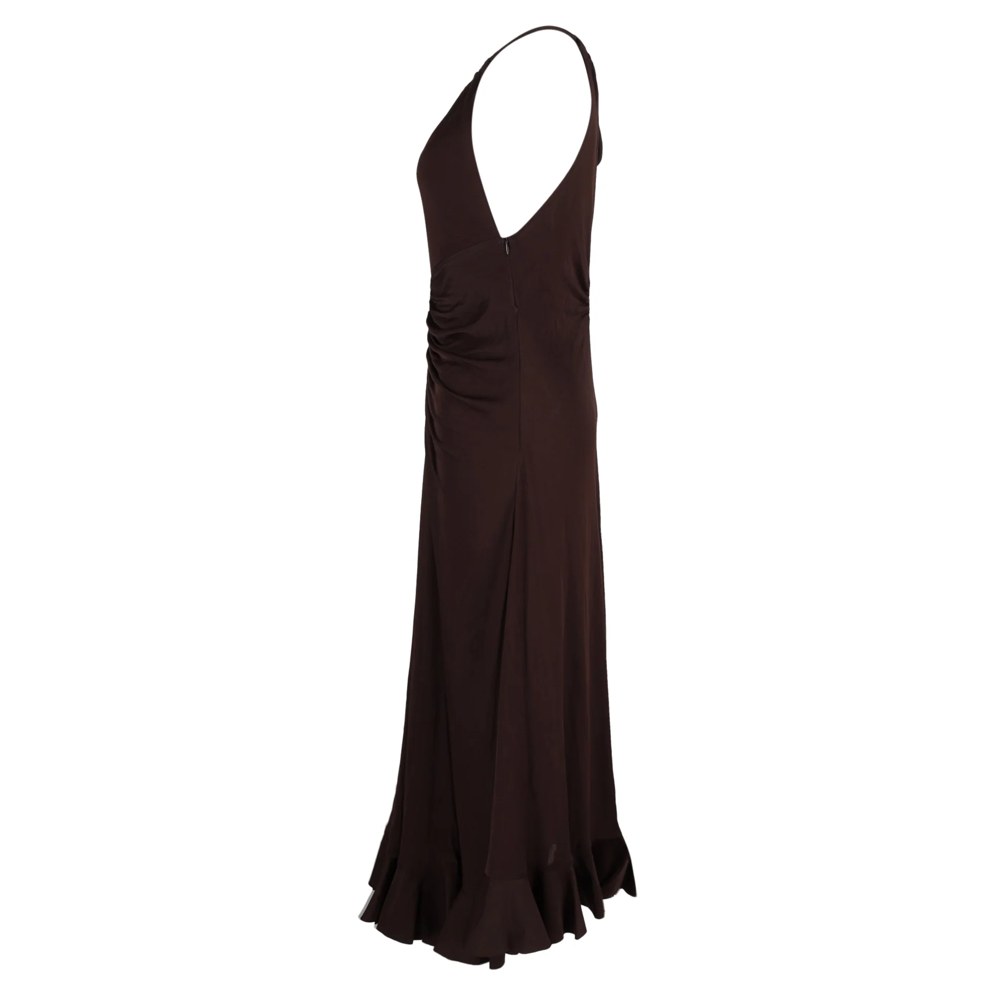 Women's  Proenza Schouler Maxi Cut-Out Ruched Dress in Brown Viscose - Image 2