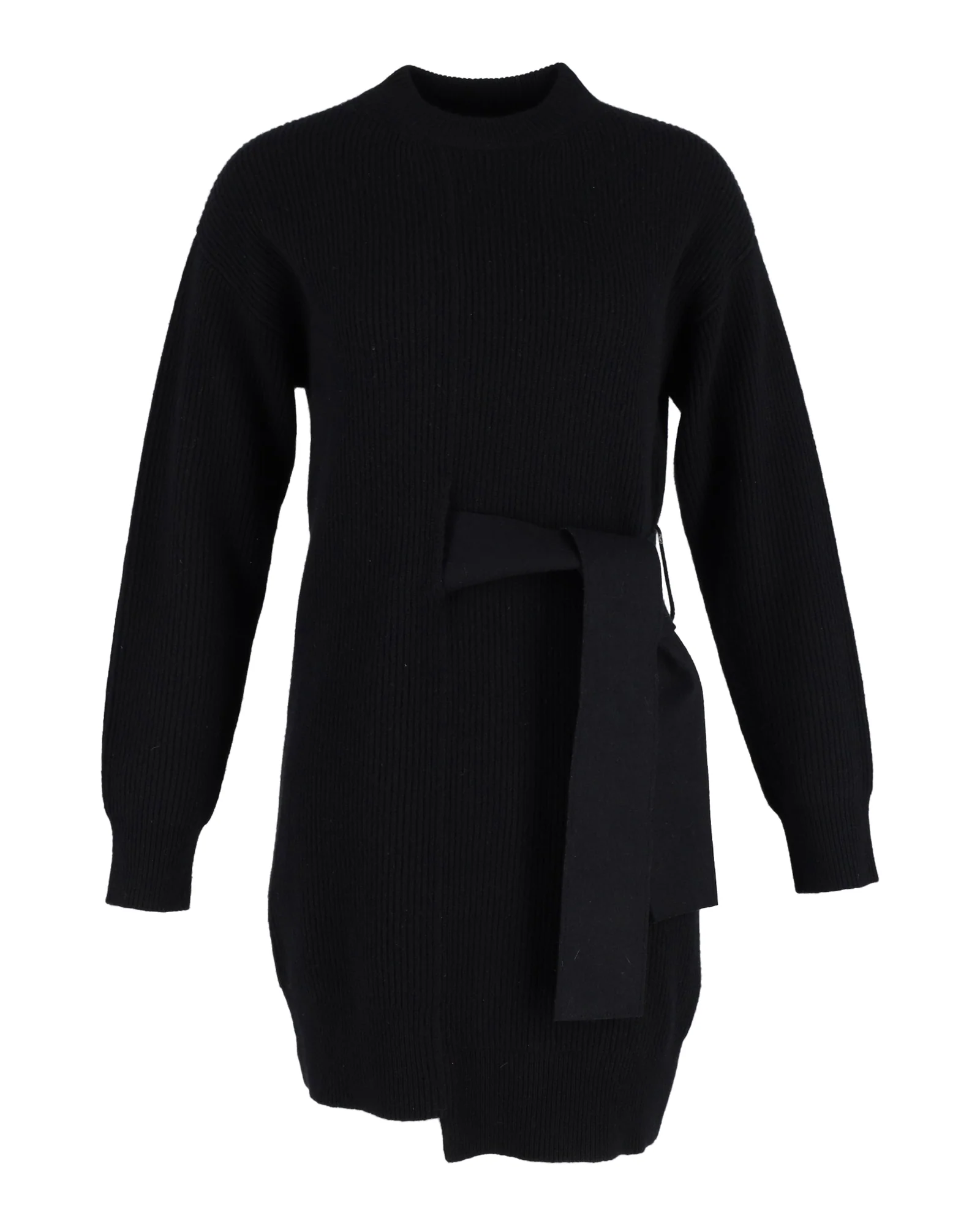 Women's Proenza Schouler Rib-Knit Side-Tie Sweater Dress in Black Wool