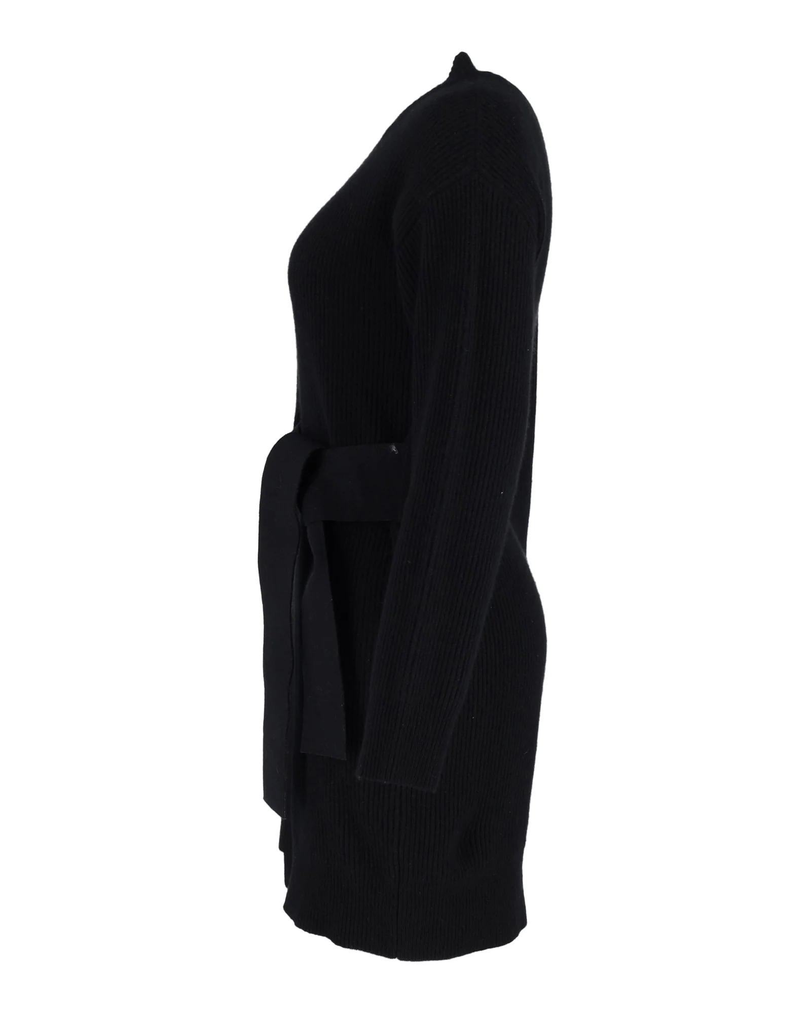 Women's Proenza Schouler Rib-Knit Side-Tie Sweater Dress in Black Wool - Image 2