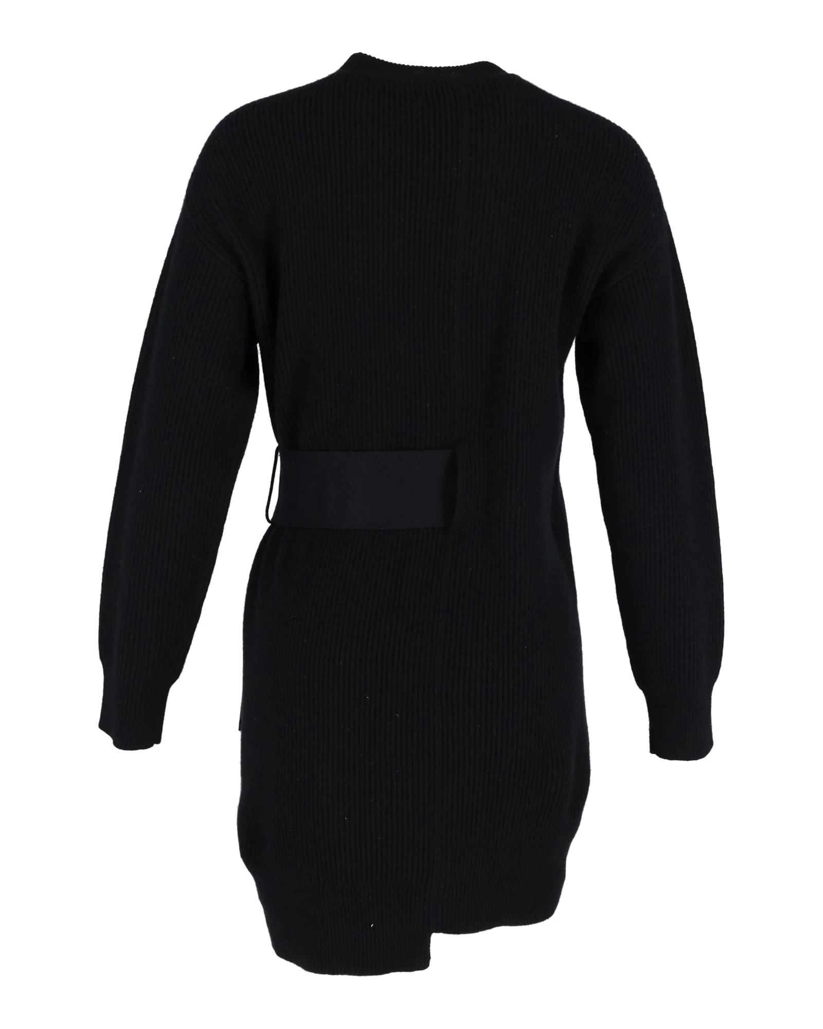 Women's Proenza Schouler Rib-Knit Side-Tie Sweater Dress in Black Wool - Image 3