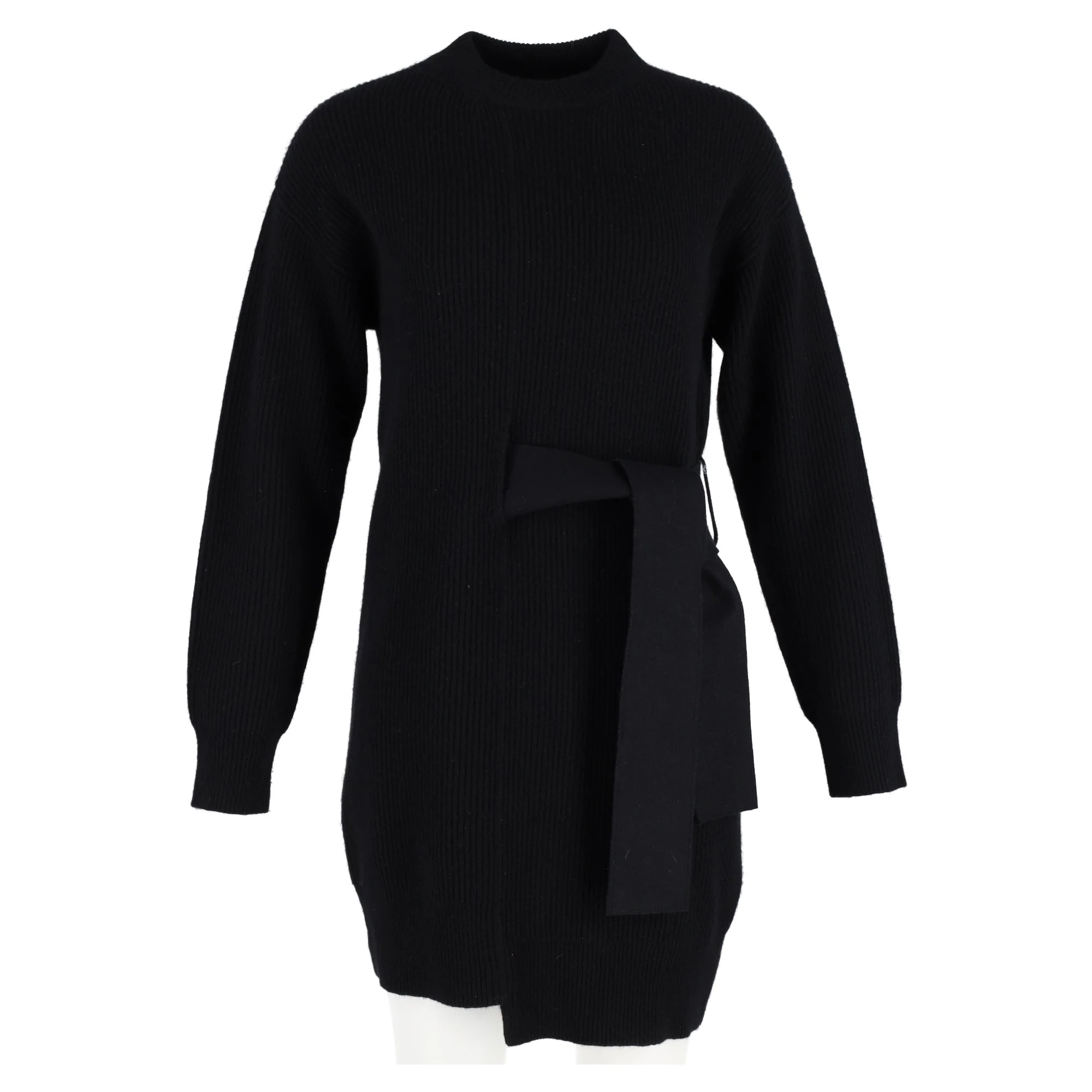 Women's Proenza Schouler Rib-Knit Side-Tie Sweater Dress in Black Wool - Image 4