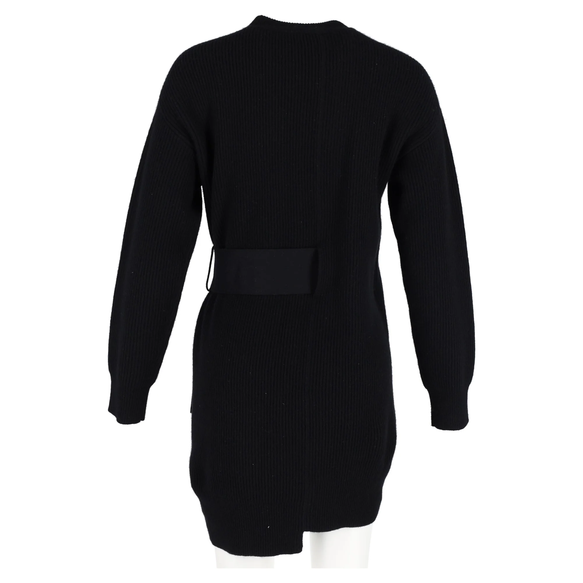 Women's Proenza Schouler Rib-Knit Side-Tie Sweater Dress in Black Wool - Image 6